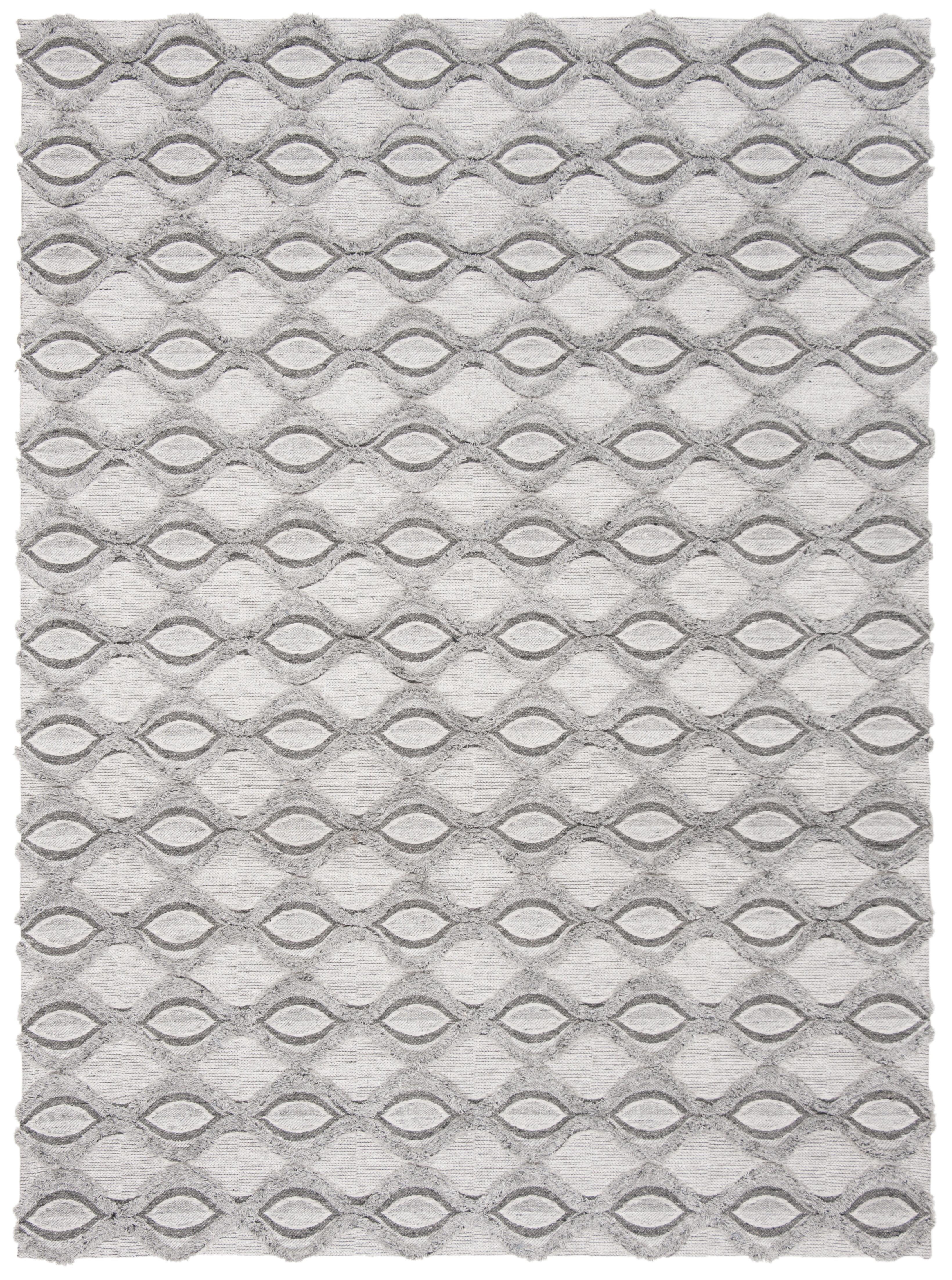 Gray Geometric Trellis Handwoven Wool Area Rug, 3' x 5'