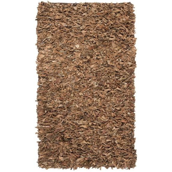 Leather Shag LSG511 Handwoven Accent Rug - Brown - 3'x5' - Safavieh