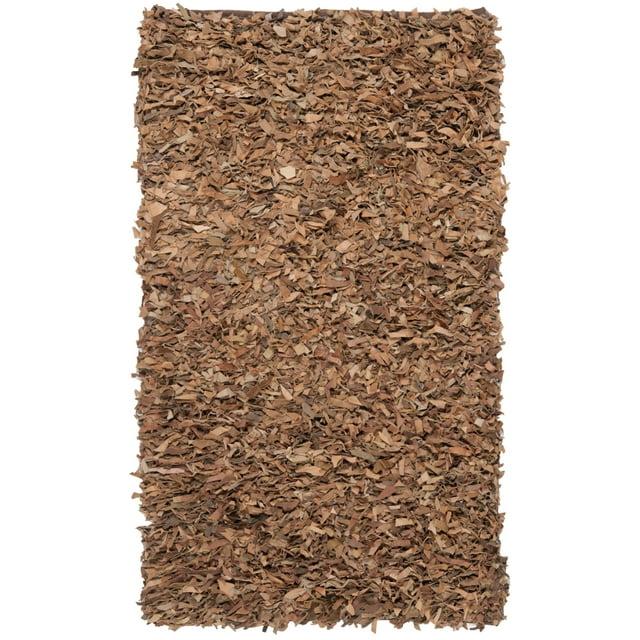 Leather Shag LSG511 Handwoven Accent Rug - Brown - 3'x5' - Safavieh