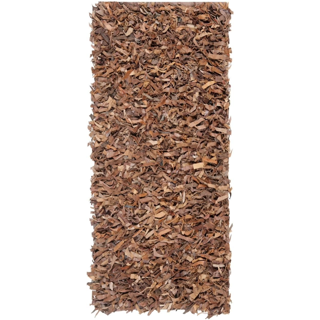 SAFAVIEH Mariam Leather Shag Area Rug, Brown, 4' x 6'