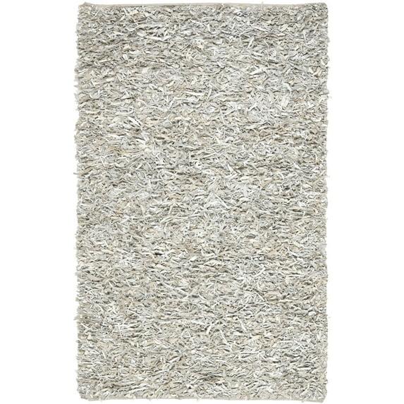 SAFAVIEH Mariam Leather Shag Area Rug, White, 2'3" x 4'