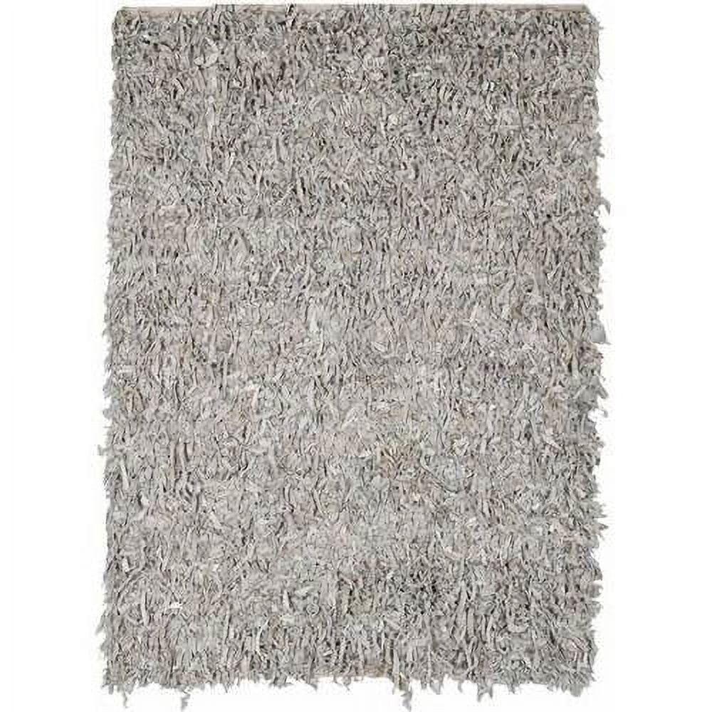 SAFAVIEH Mariam Leather Shag Area Rug, White, 4' x 6'