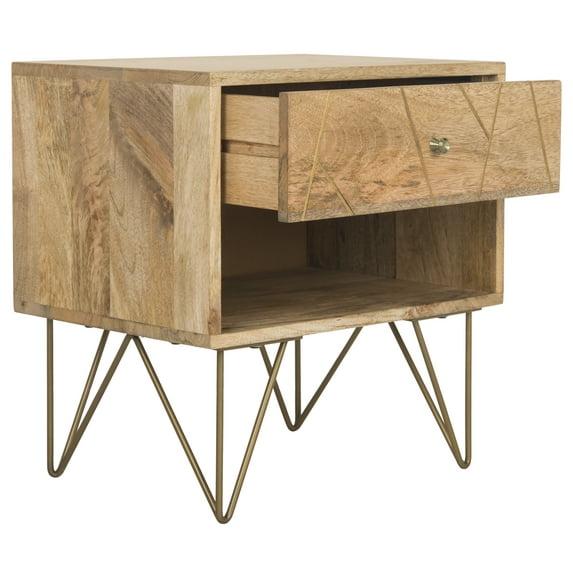 SAFAVIEH Marigold Mid-Century 1 Drawer Nightstand, Natural