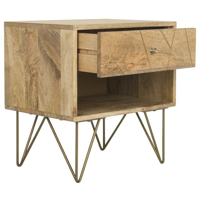SAFAVIEH Marigold Mid-Century 1 Drawer Nightstand, Natural