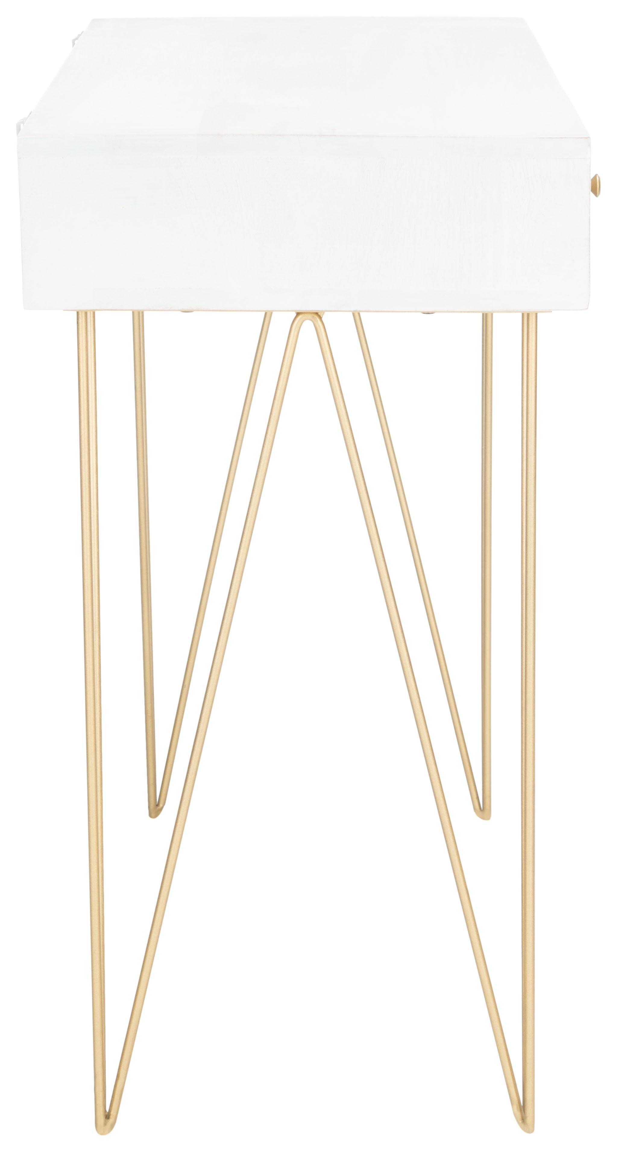 Marigold Desk - White Wash/Brass - Safavieh