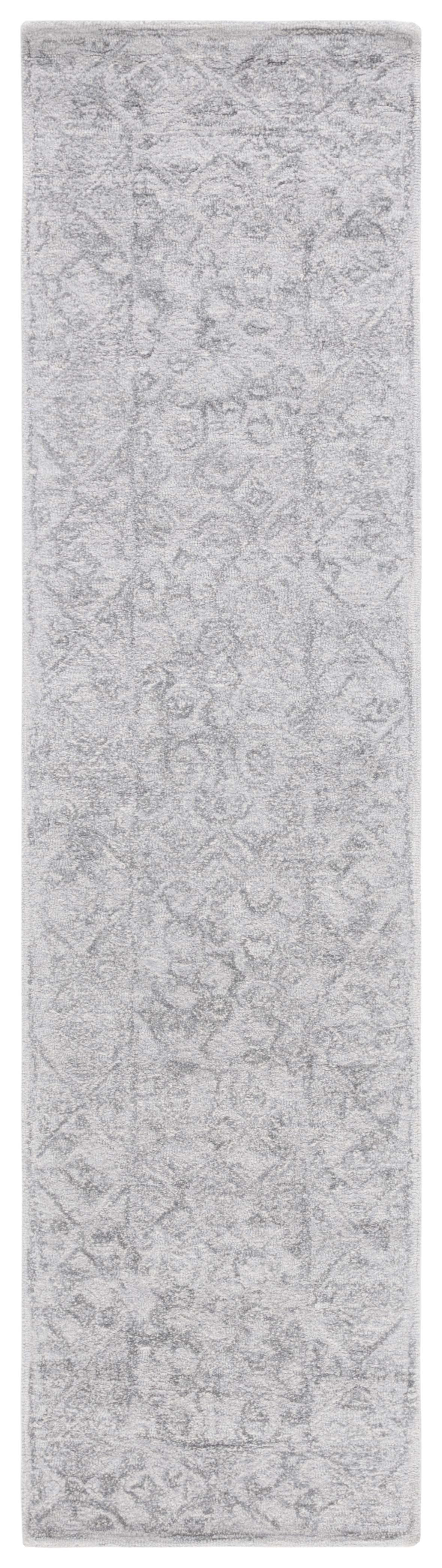 Gray Hand-Tufted Wool Diamond Runner Rug, 2'3" x 9'