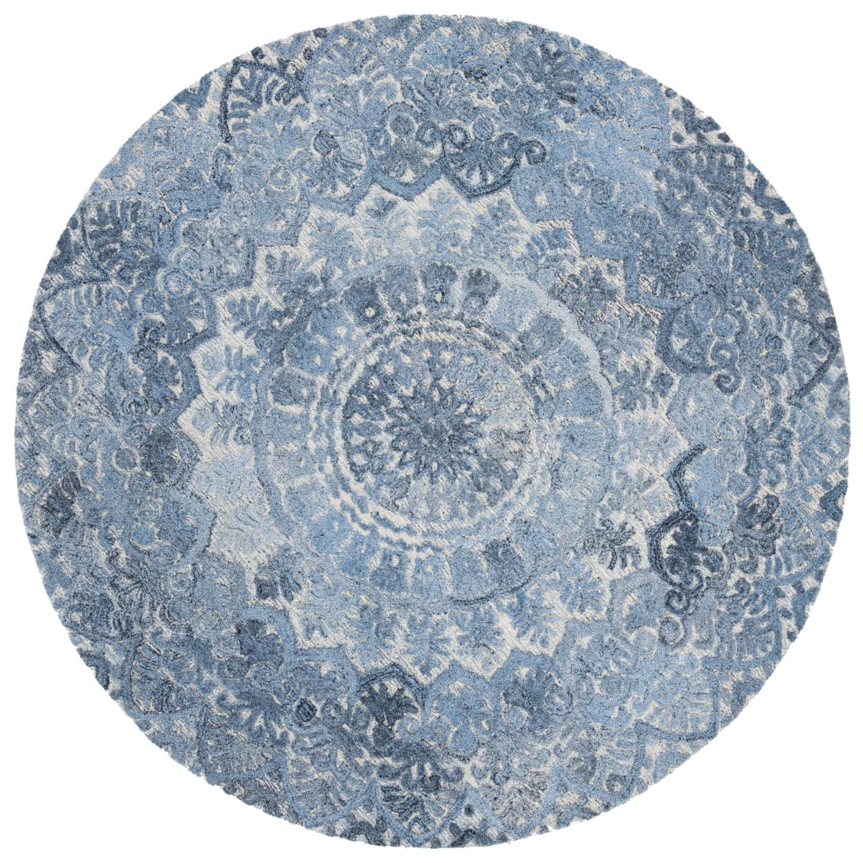 Marquee MRQ110 Hand Tufted Indoor Area Rug - Blue/Ivory - 6' Round - Safavieh