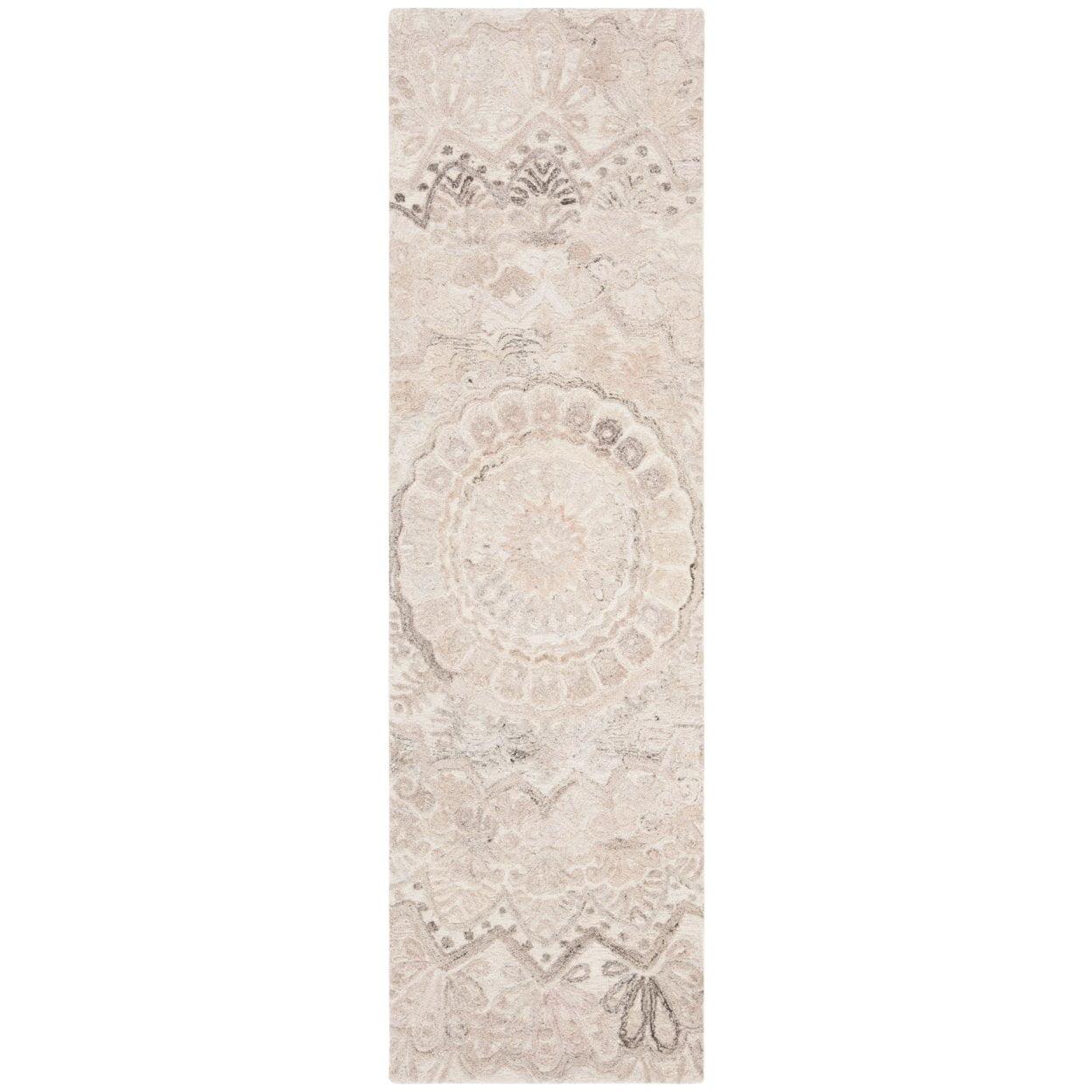 Ivory Floral Hand-Tufted Wool Accent Rug 27" x 14"