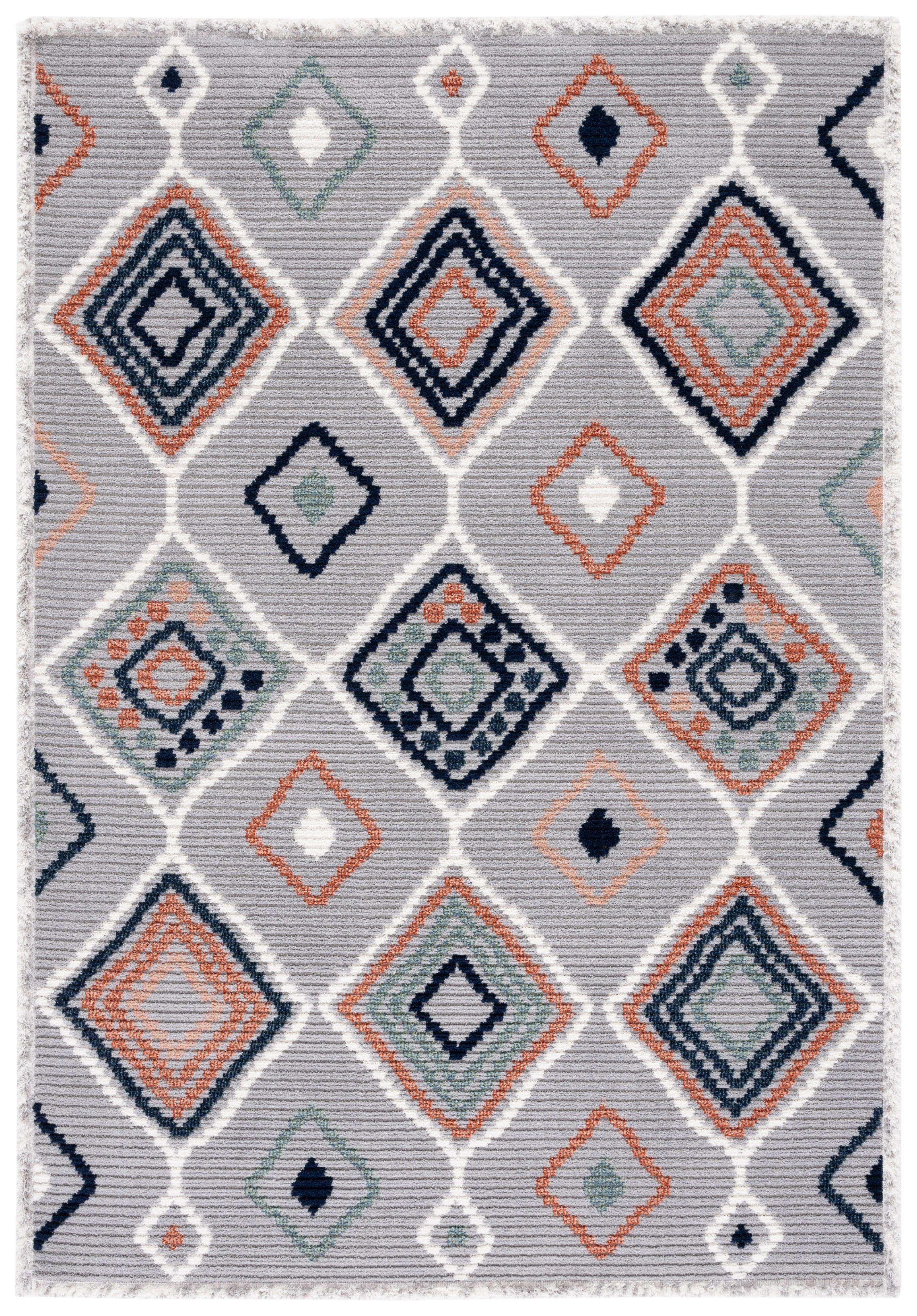 Marrakesh MRK608 Power Loomed Area Rug - Gray/Blue Rust - 8'x10' - Safavieh.