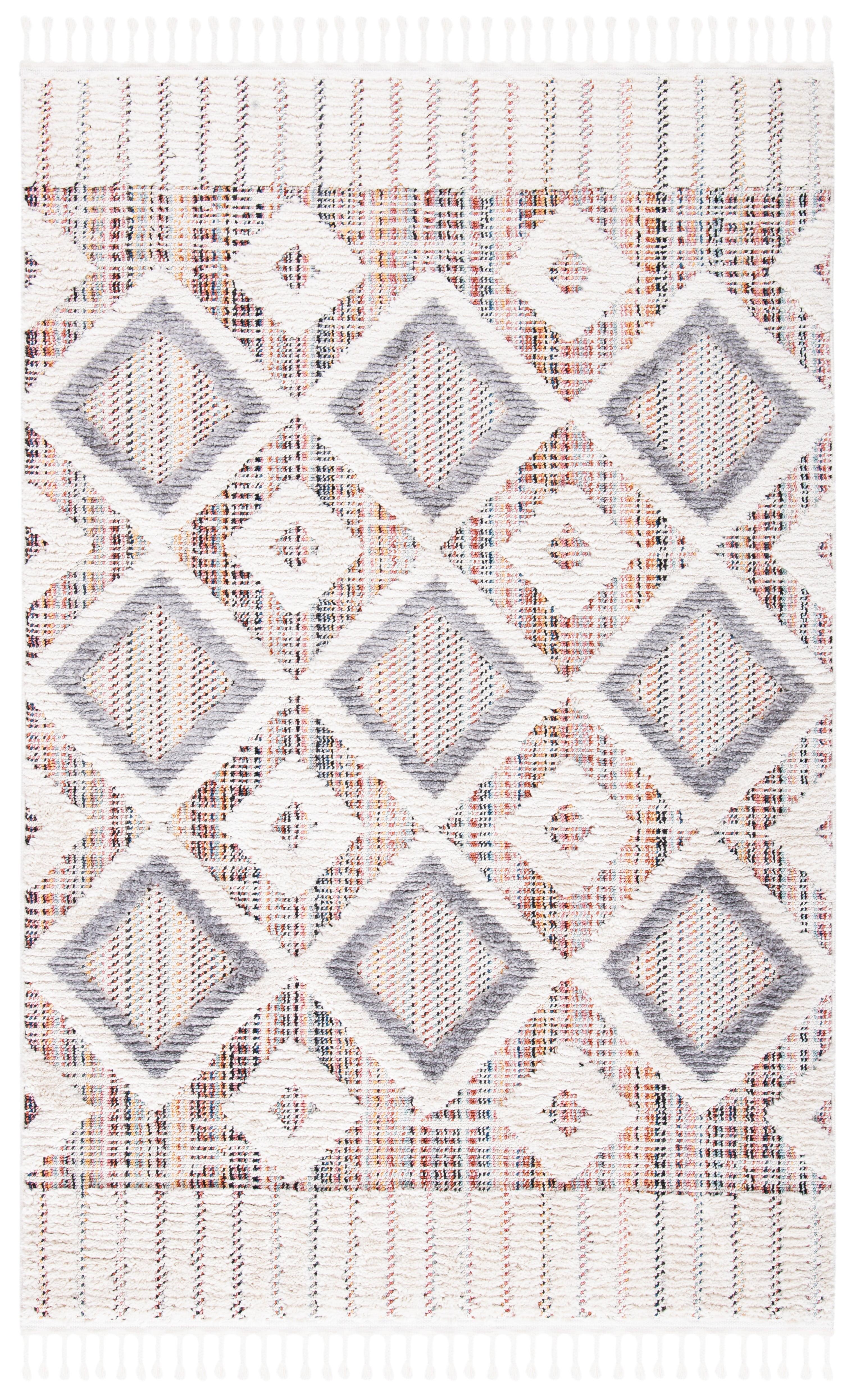 Marrakesh Gray and Multi Geometric Polyester Area Rug 3' x 5'