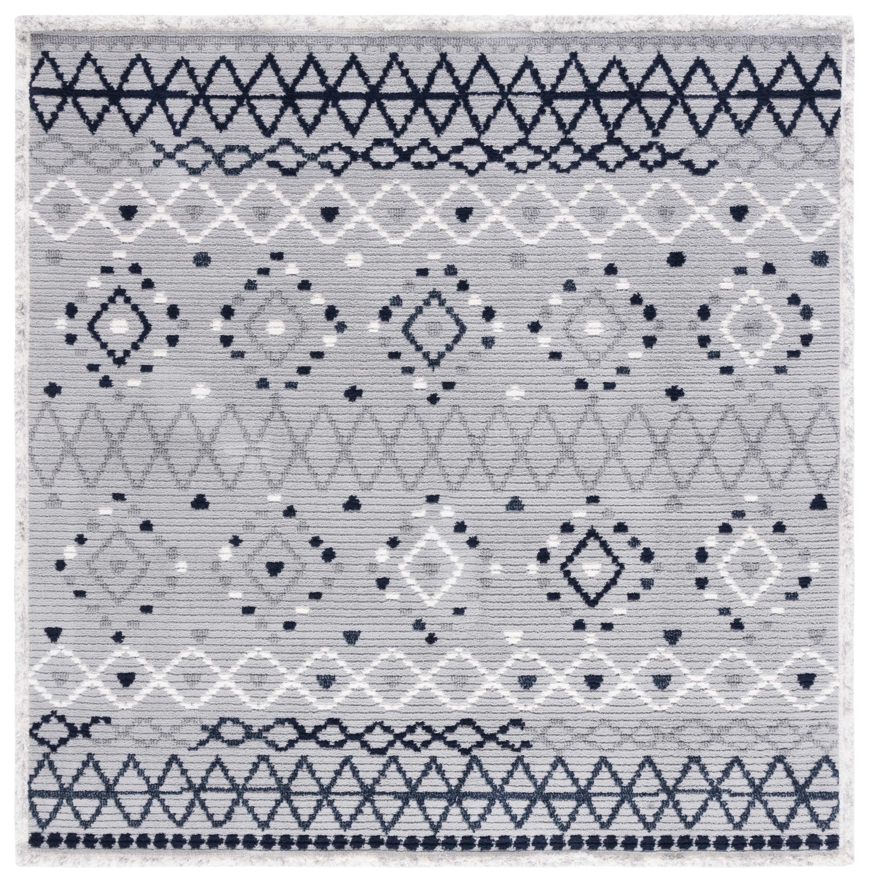 Marrakesh MRK612 Power Loomed Area Rug - Gray/Navy - 6'7"x6'7" - Safavieh.