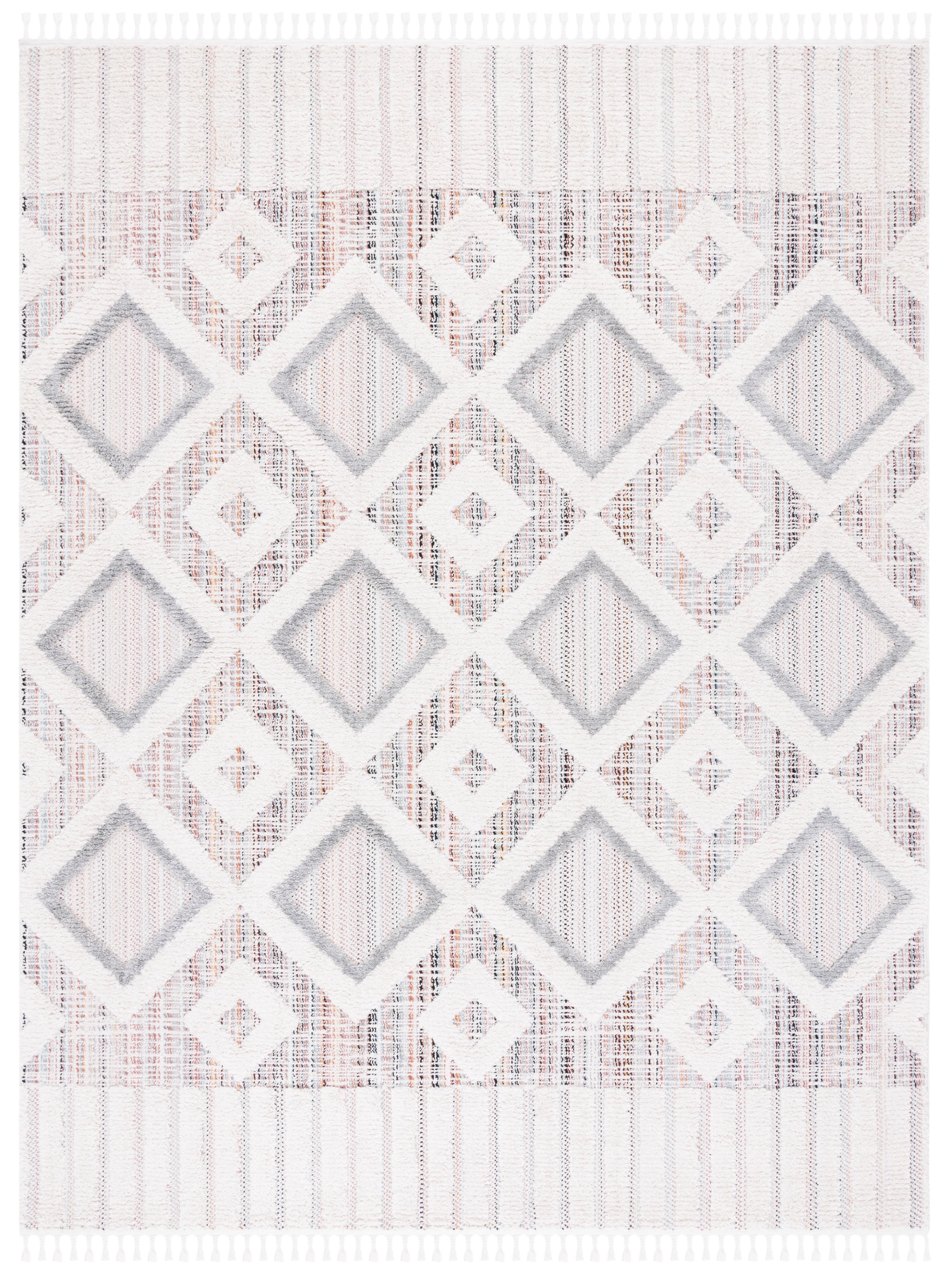 SAFAVIEH Marrakesh Driskoll Geometric Polyester Area Rug, Grey/Multi, 9' x 12'