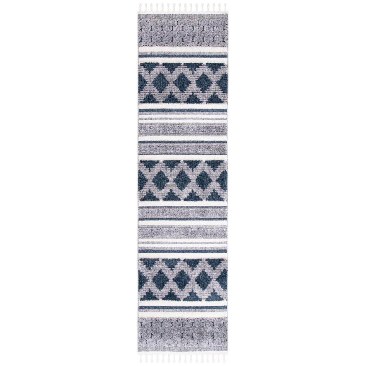 Marrakesh MRK515 Power Loomed Indoor Runner Rug - Ivory/Blue - 2'2"x8' - Safavieh