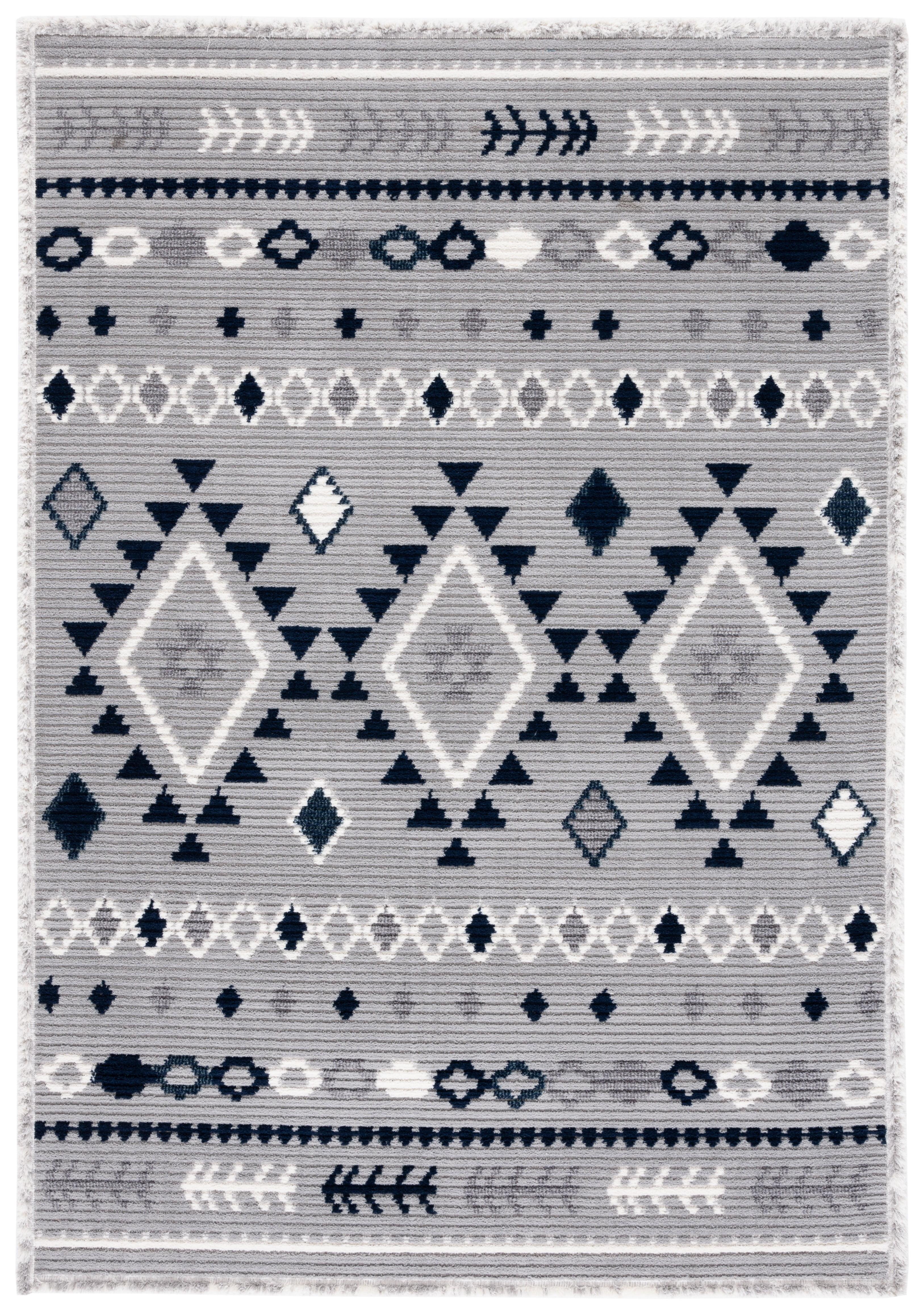 Marrakesh MRK606 Power Loomed Area Rug - Gray/Navy - 4'x6' - Safavieh.