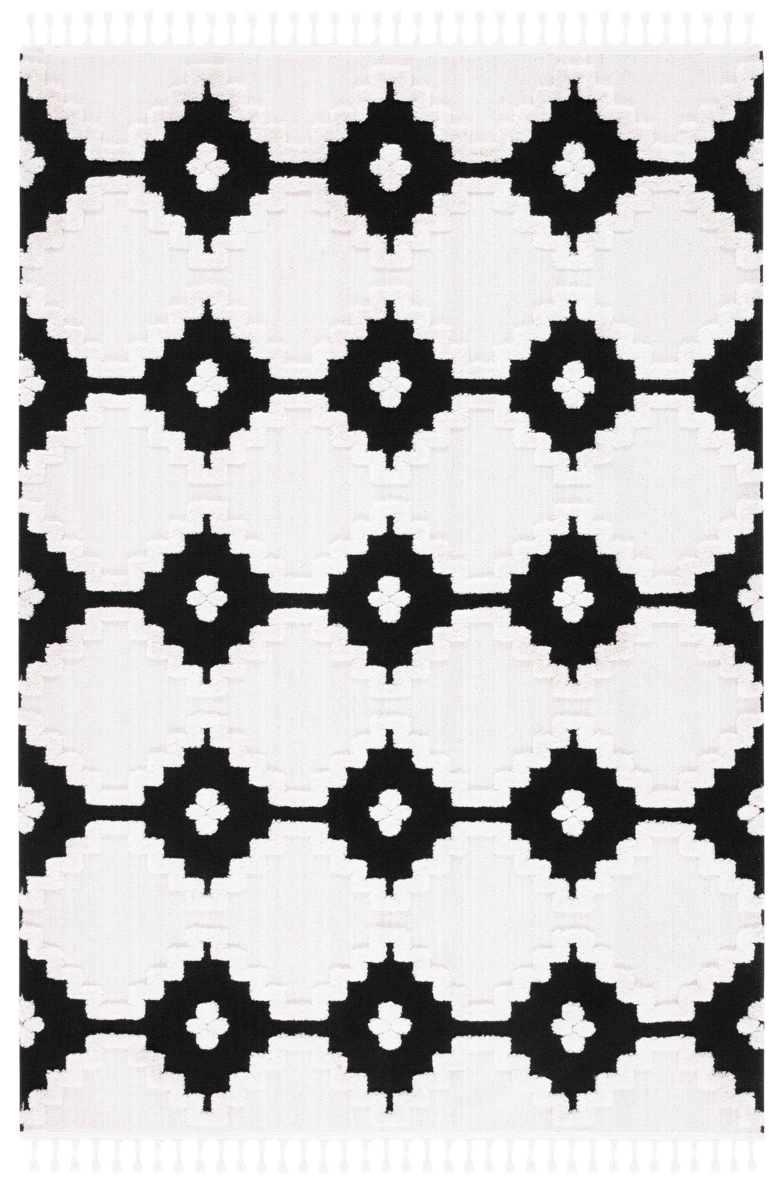 Ivory and Anthracite Hand-Knotted Moroccan Wool Area Rug