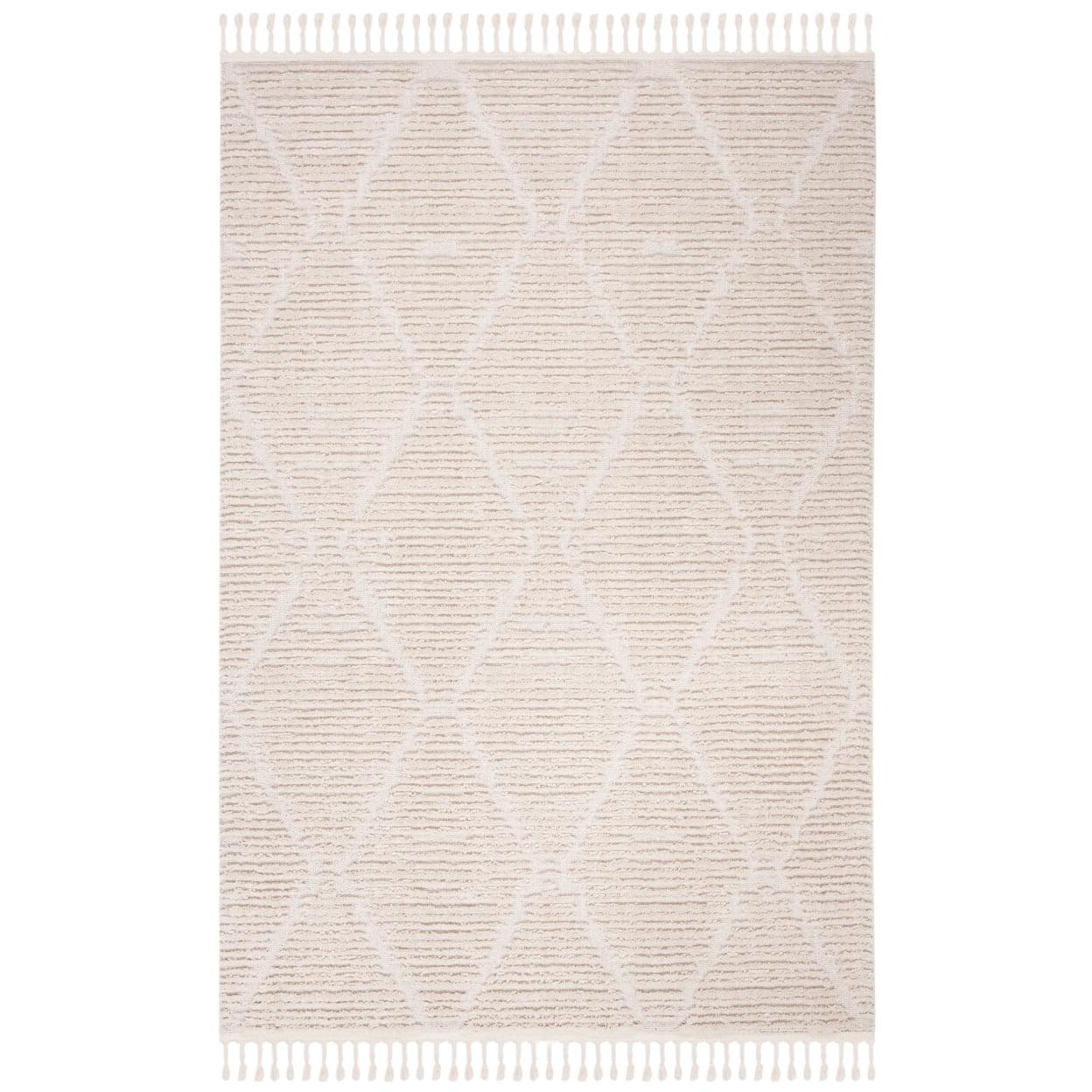 Beige Geometric Trellis Synthetic 9' x 12' Area Rug