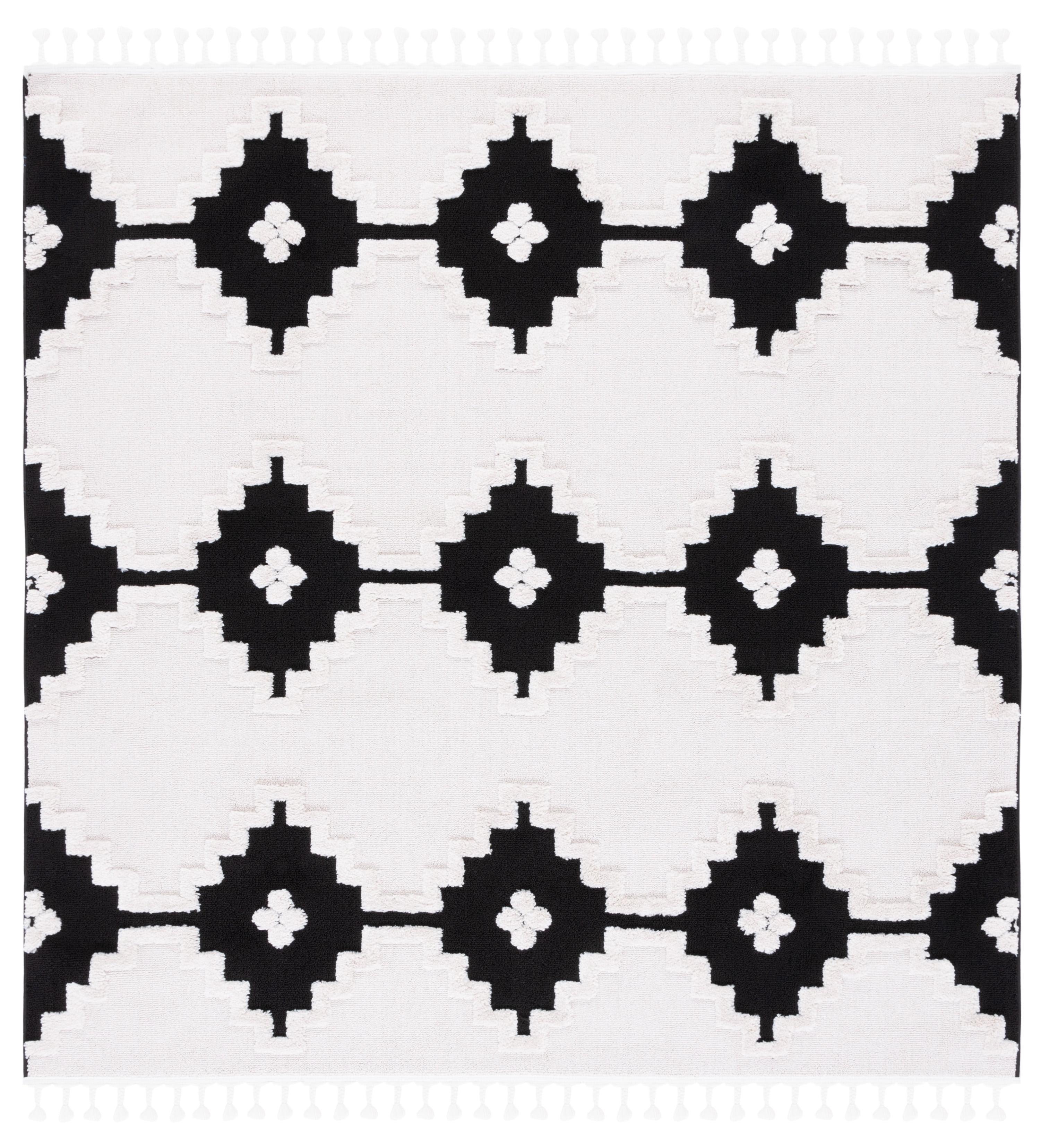 Marrakesh MRK532 Power Loomed Area Rug - Ivory/Anthracite - 6'7"x6'7" - Safavieh.