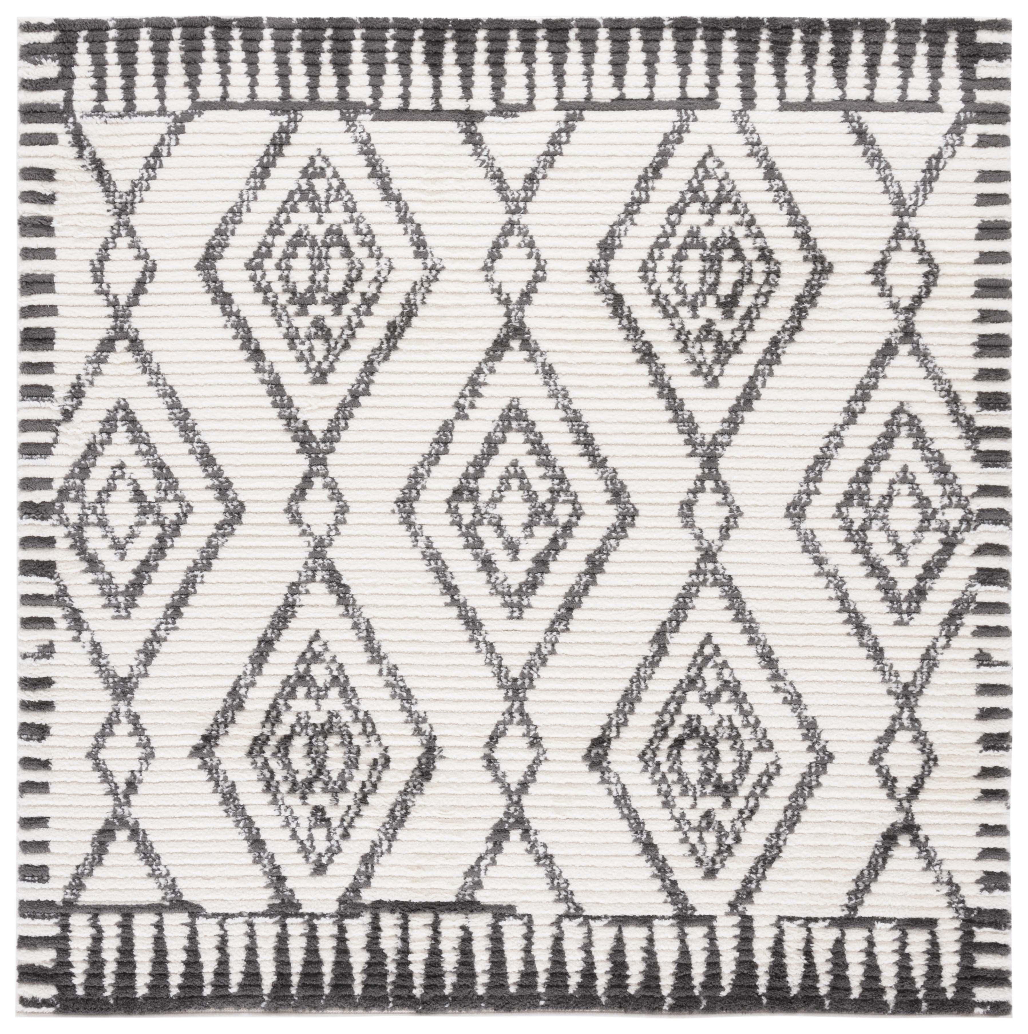 Marrakesh MRK304 Power Loomed Area Rug - Ivory/Dark Gray - 6'7"x6'7" - Safavieh.