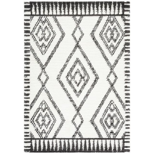 SAFAVIEH Marrakesh Xzavier Diamond Polyester Area Rug, Ivory/Dark Grey, 9' x 12'