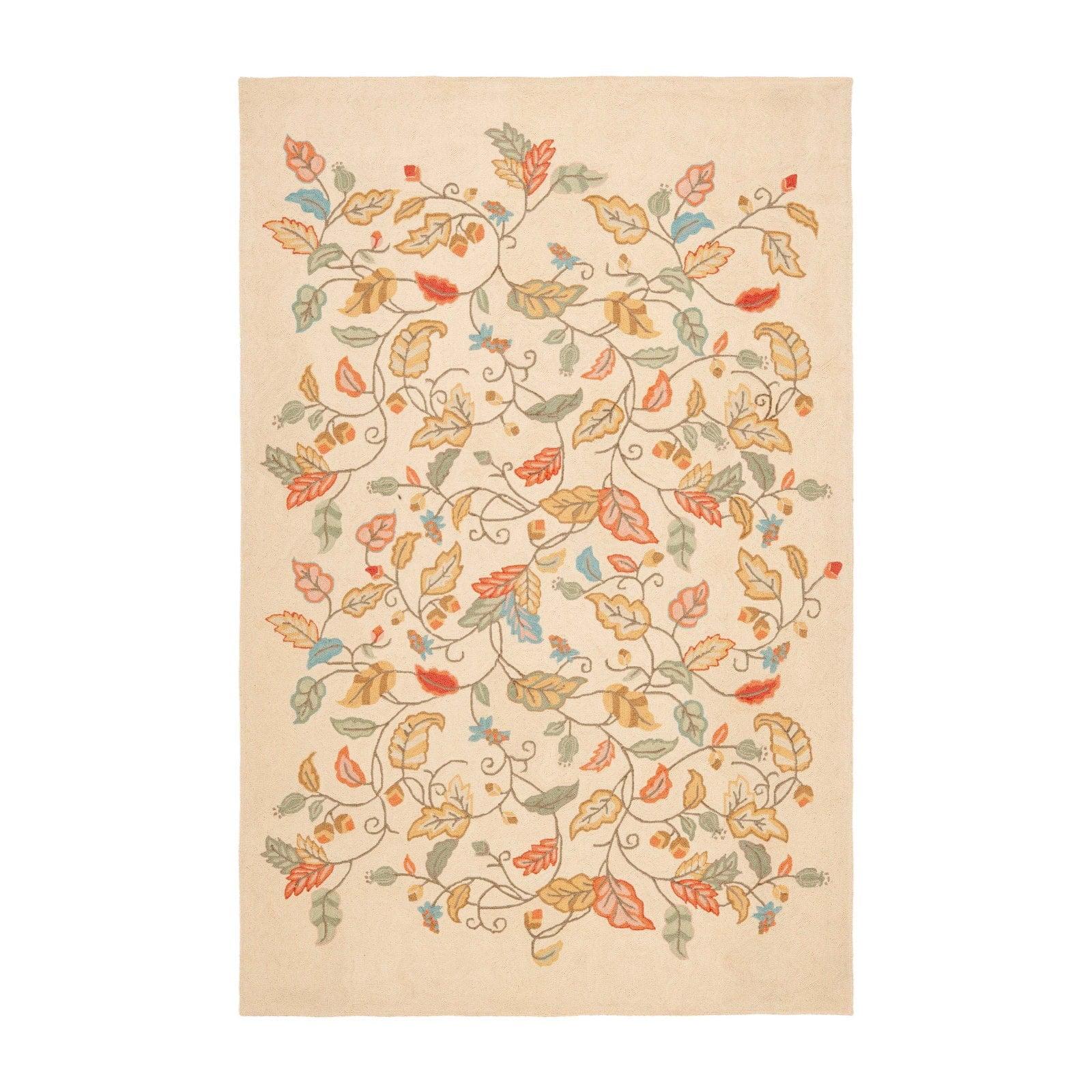 Persimmon Red Floral Hand-Tufted Wool and Viscose Rug