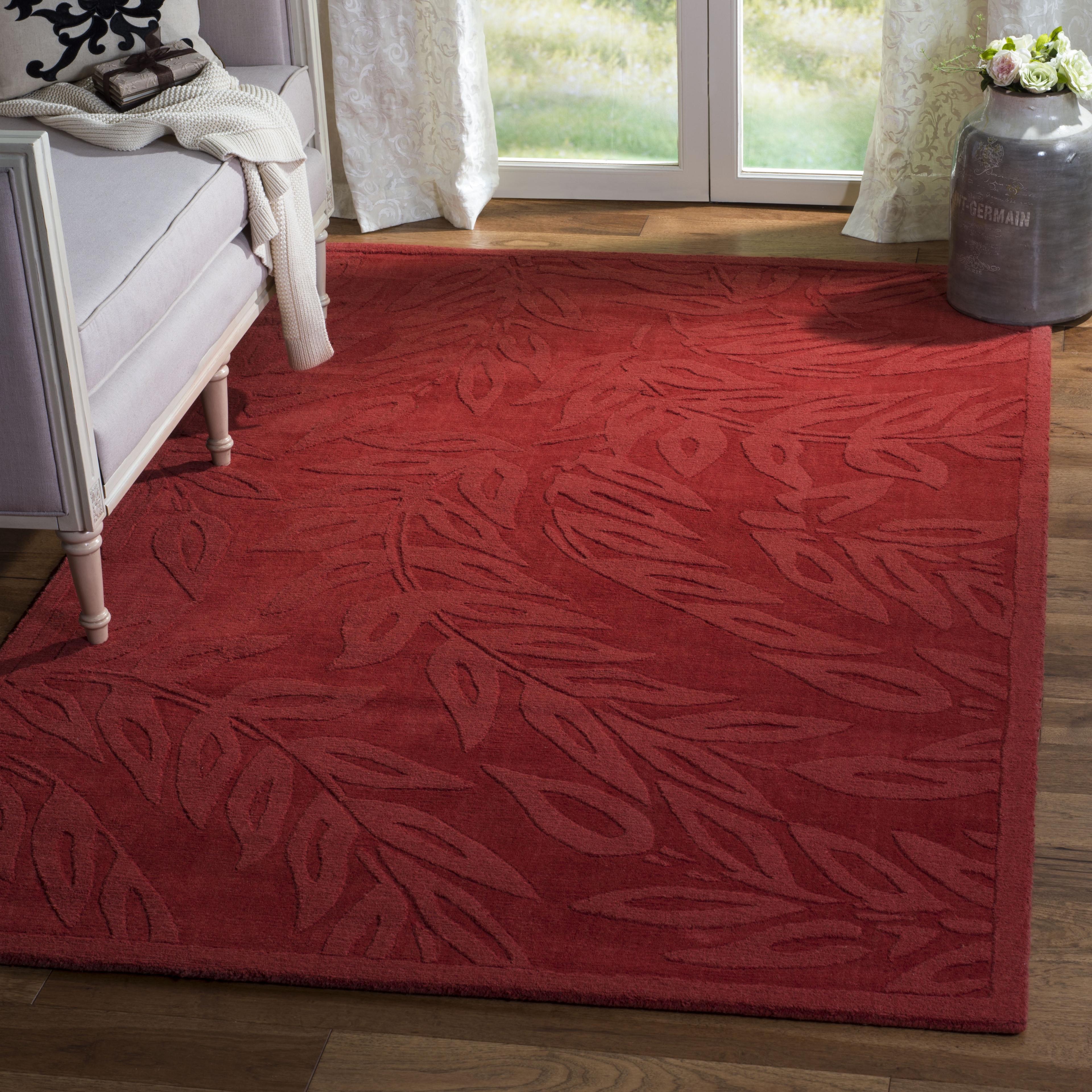 Handmade Tufted Red Wool Floral 4' x 6' Rug