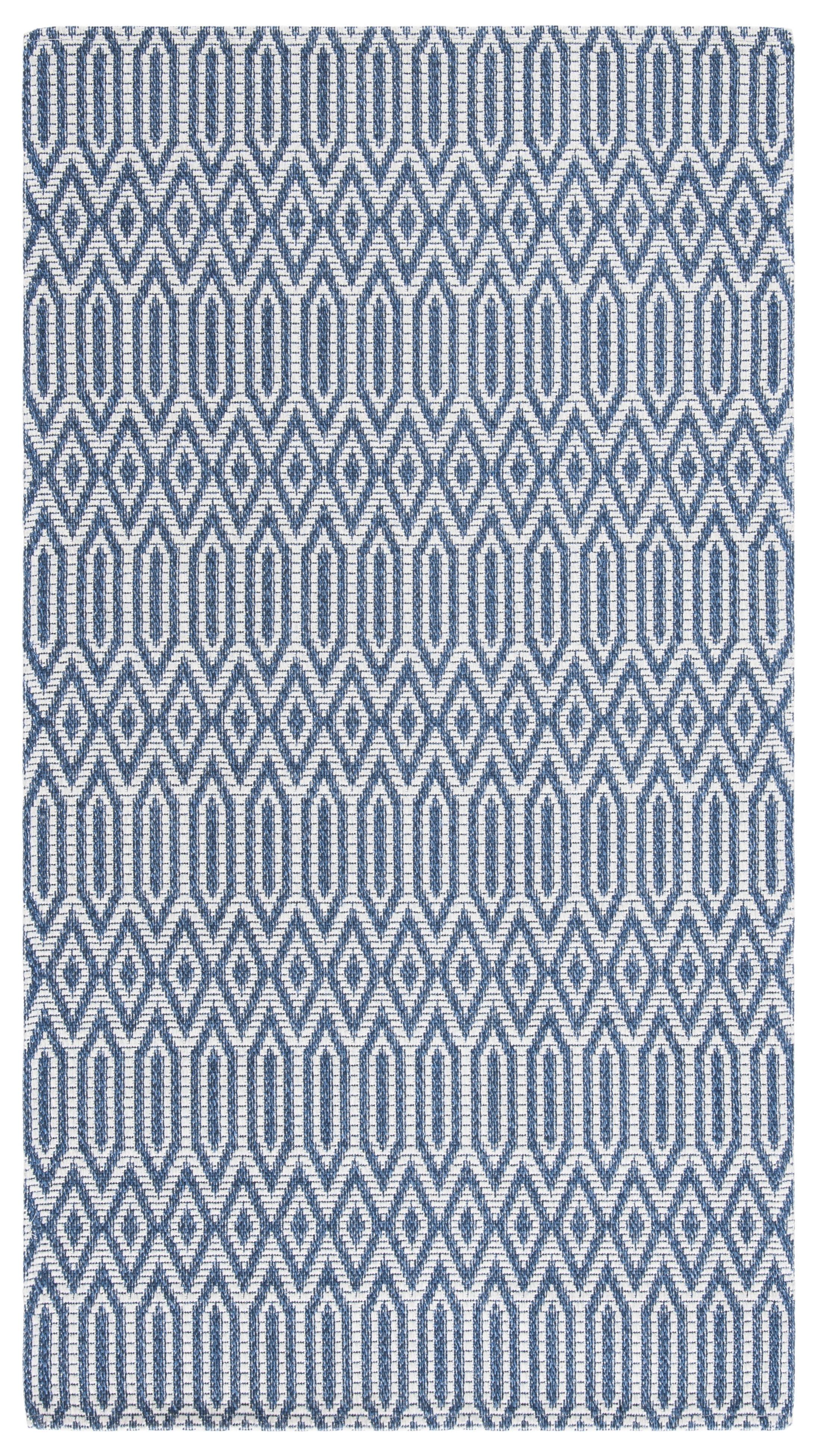 SAFAVIEH Martha Stewart Salah Geometric Cotton Area Rug, Blue/Grey, 3' x 5'