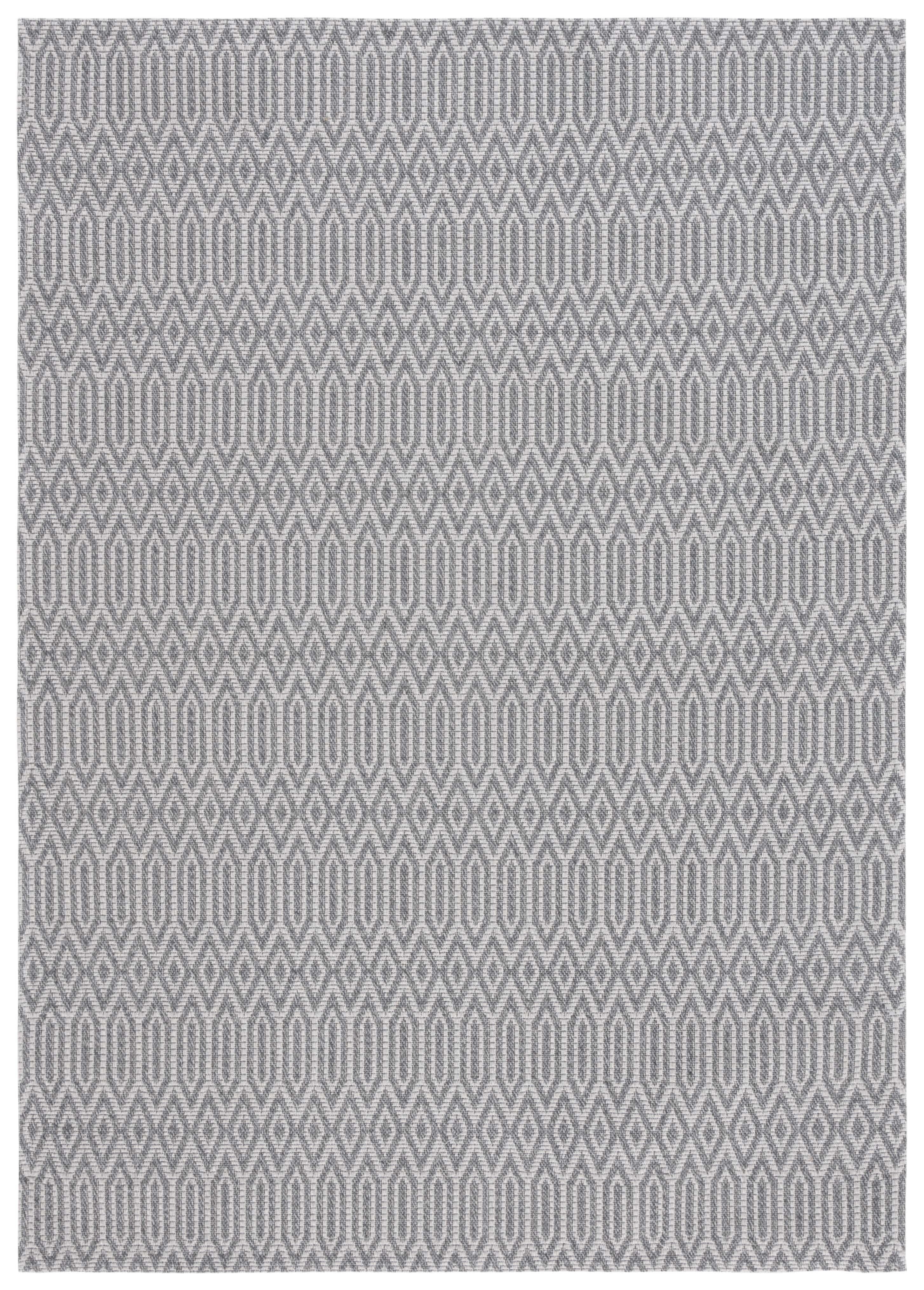 6'7" x 9' Gray Geometric Wool Braided Area Rug