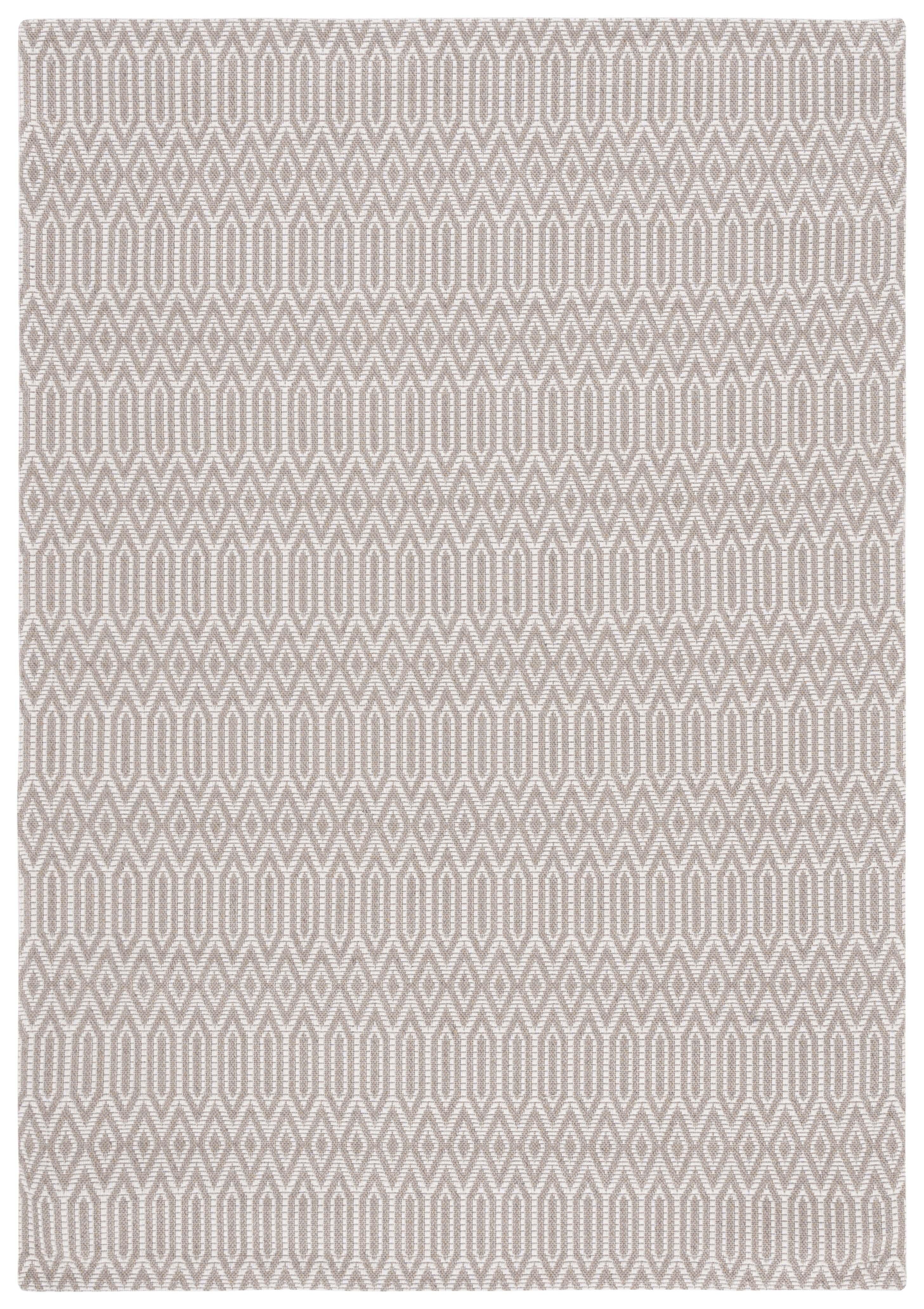 Taupe and Cream Geometric Wool 4' x 6' Area Rug