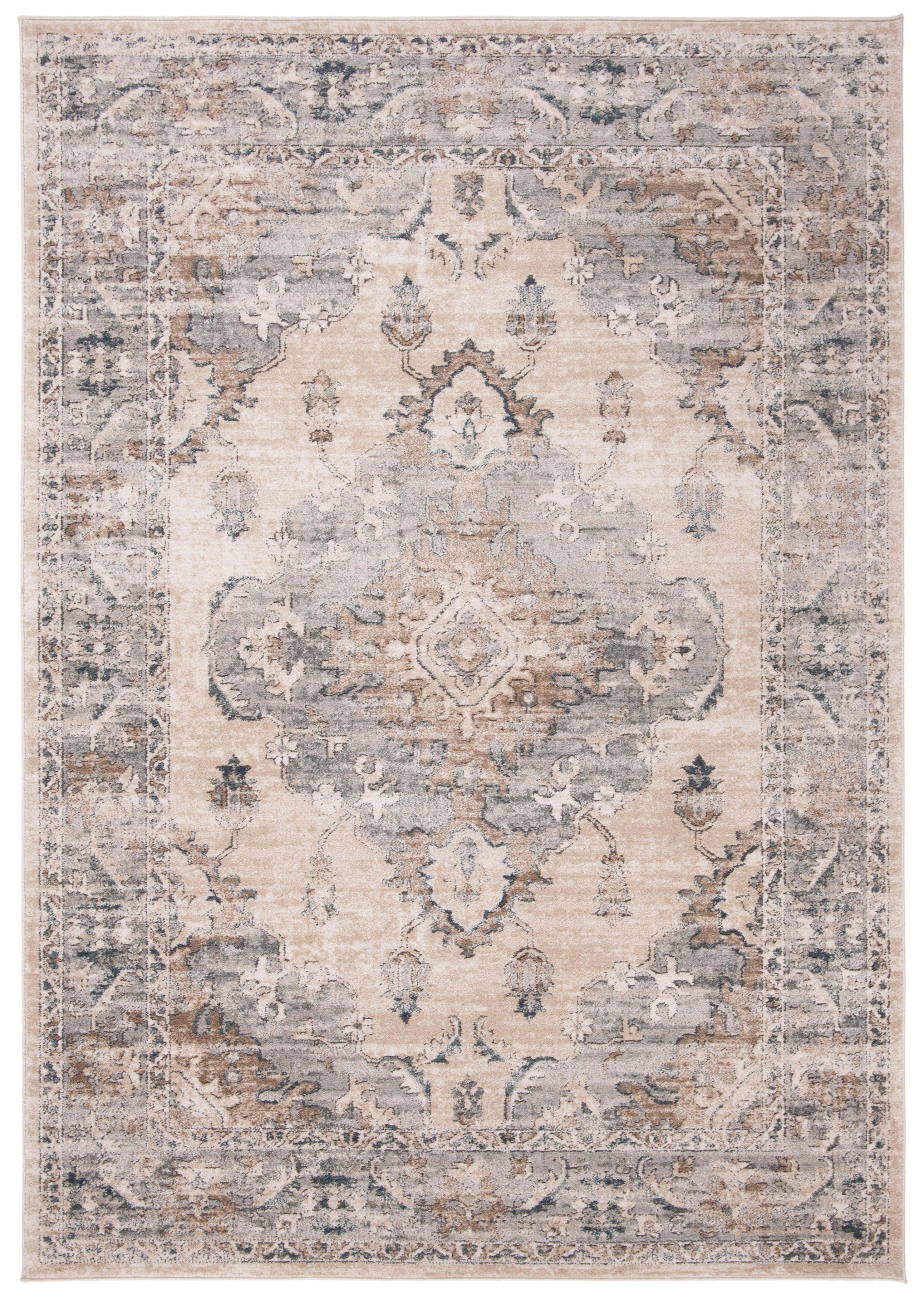 Elegant Gray Synthetic 4' x 6' Hand-Knotted Area Rug