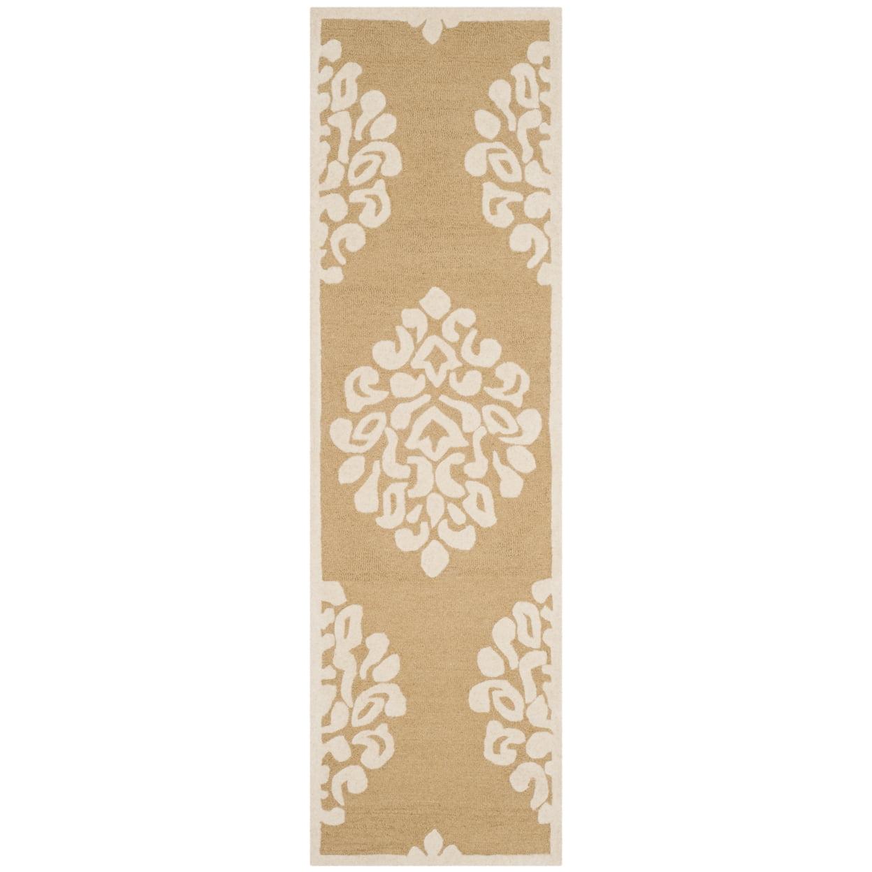 SAFAVIEH Martha Stewart Floret Damask Geometric Wool Runner Rug, Dune, 2'3" x 8'