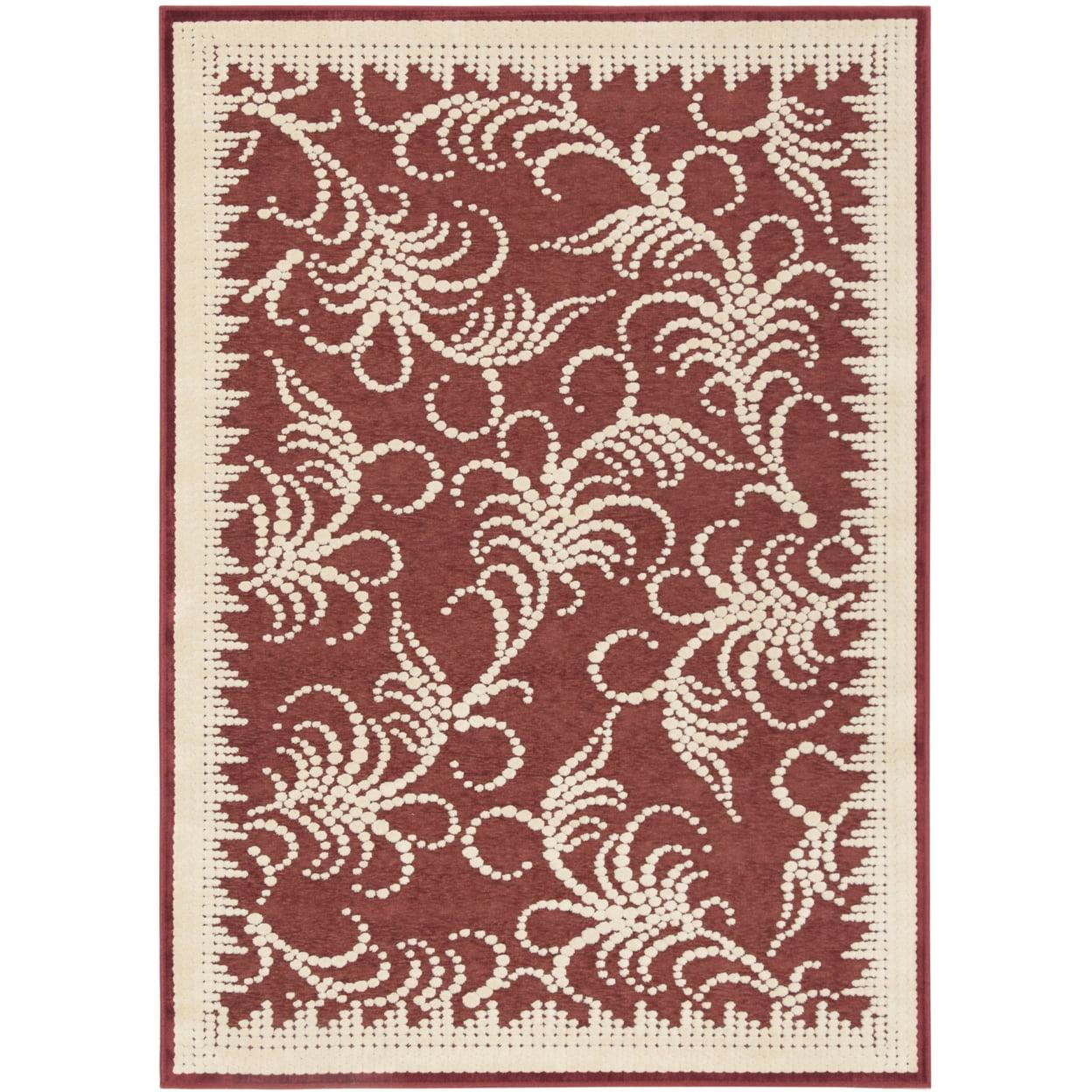 Handmade Floral Elegance 4' x 5'7" Red Wool & Viscose Rug