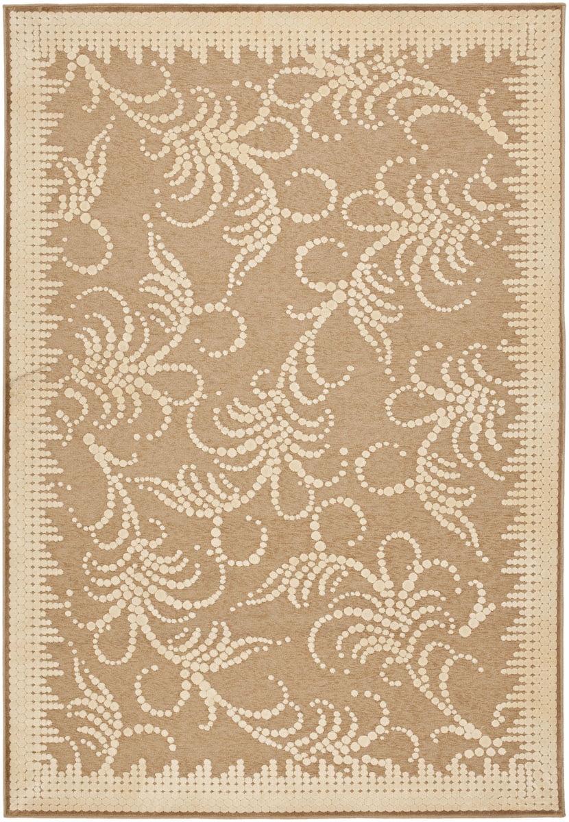 Ivory Swirl Floral Hand-Tufted Wool and Viscose Rug, 7'10" x 11'2"