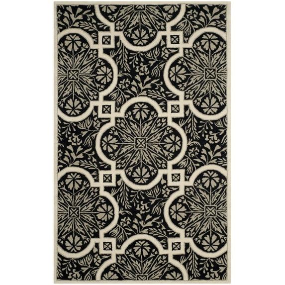 French Martha Stewart Hand Tufted Wool Floral Rug