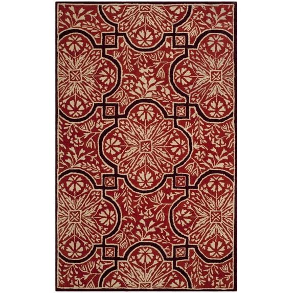 French Martha Stewart Hand Tufted Wool Floral Rug