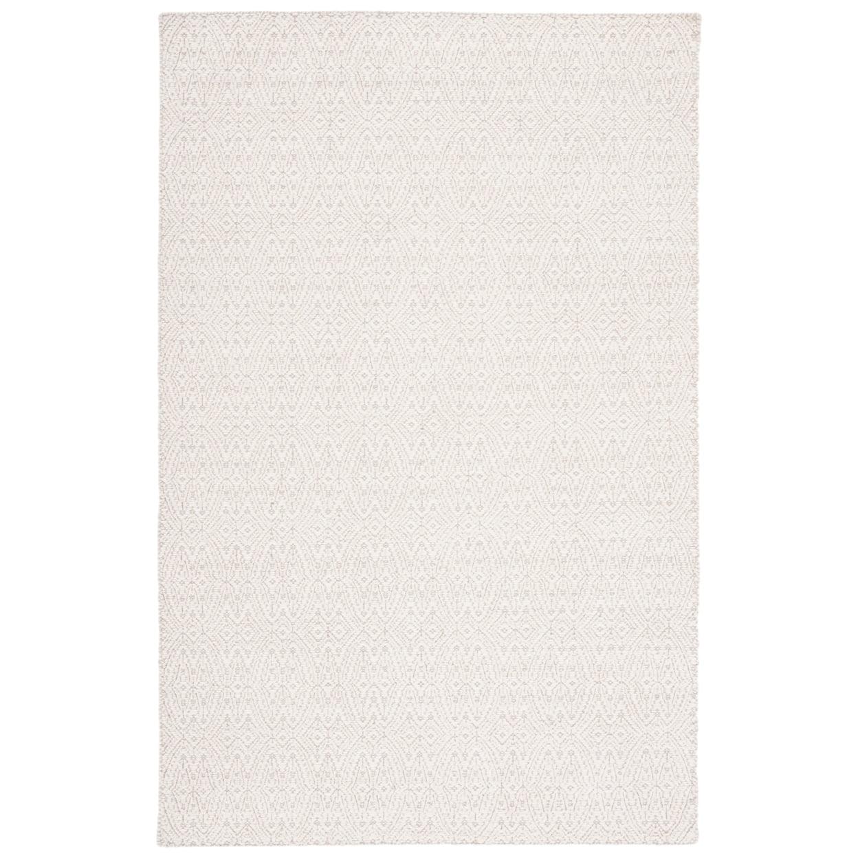 Ivory Hand-Knotted Wool Rectangular Area Rug, 5' x 8'