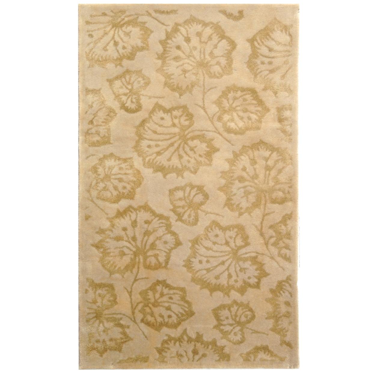 Geranium Leaf Floral Handmade Tufted Hazelnut Area Rug