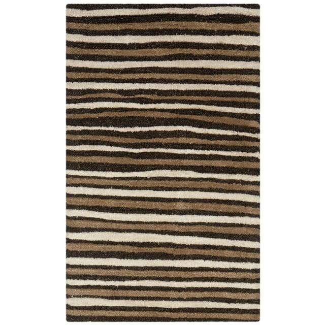 Martha Stewart Hand Drawn Stripe - MSR3619 - Indoor Hand Tufted Accent Rugs - Tilled Soil Brn - 2'6"x4'3"