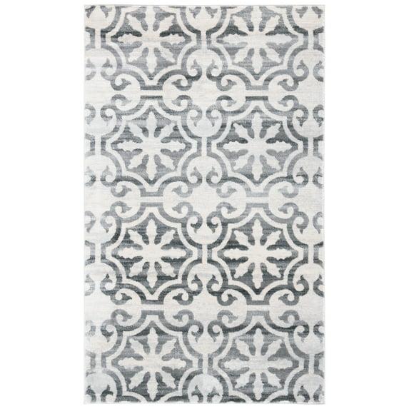 Isabella ISA956 Power Loomed Area Rug - Grey/Ivory - 4'x6' - Safavieh