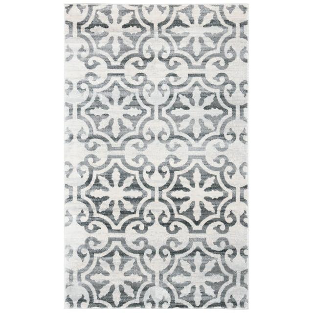 Isabella ISA956 Power Loomed Area Rug - Grey/Ivory - 4'x6' - Safavieh