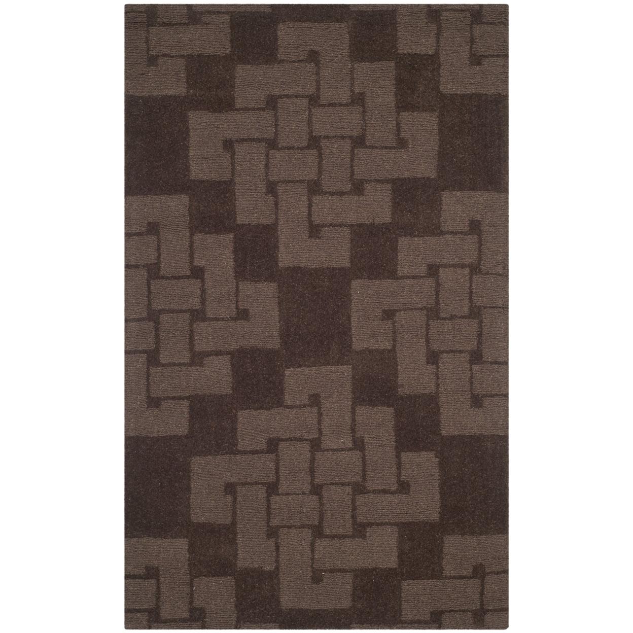 Handcrafted Chocolate Truffle Tufted Wool Rectangular Rug