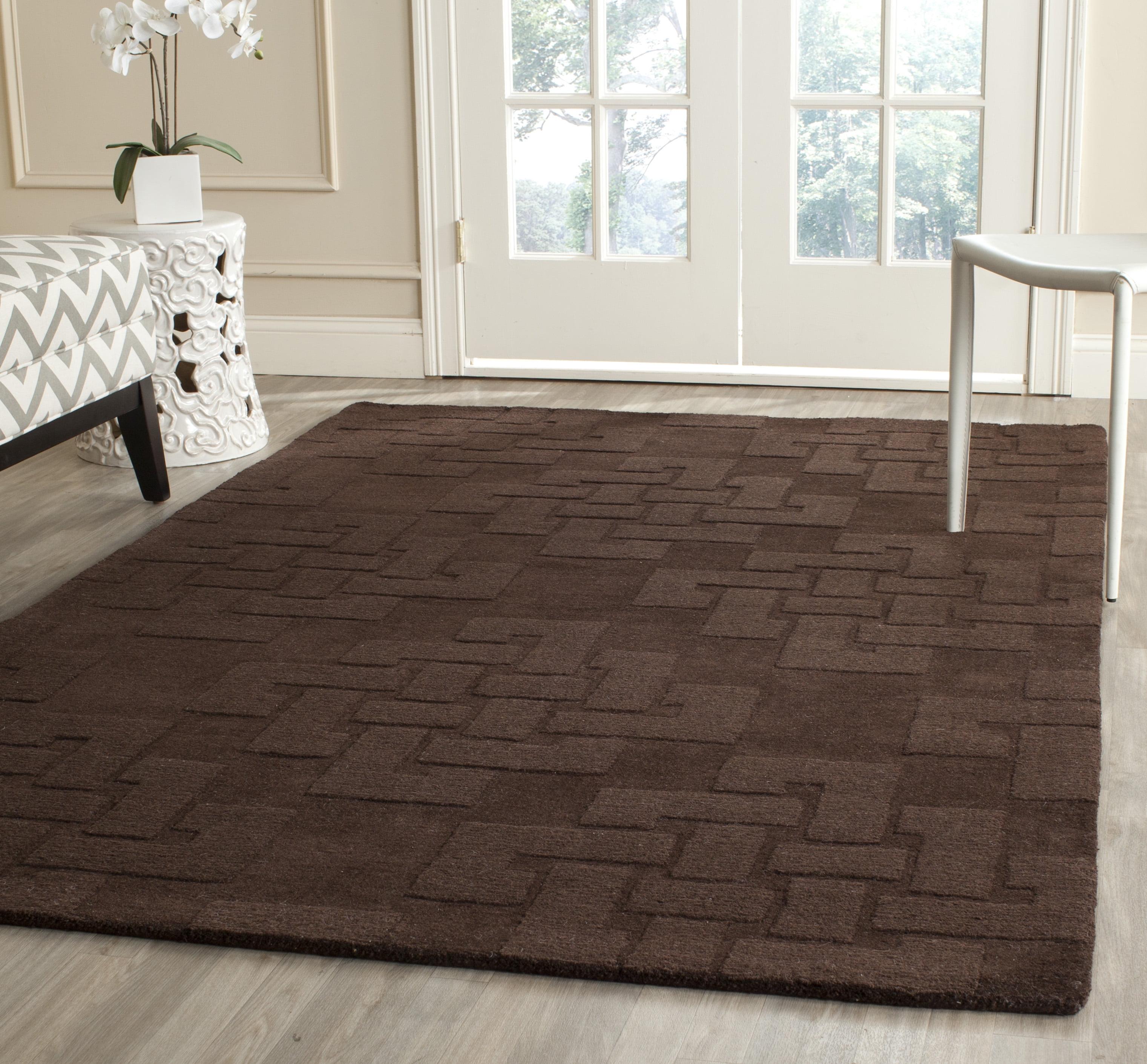 Geometric Handmade Tufted Wool Chocolate Truffle Area Rug