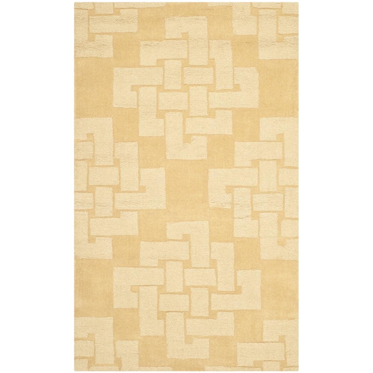 Geometric Hand-Tufted Wool Rattan Area Rug