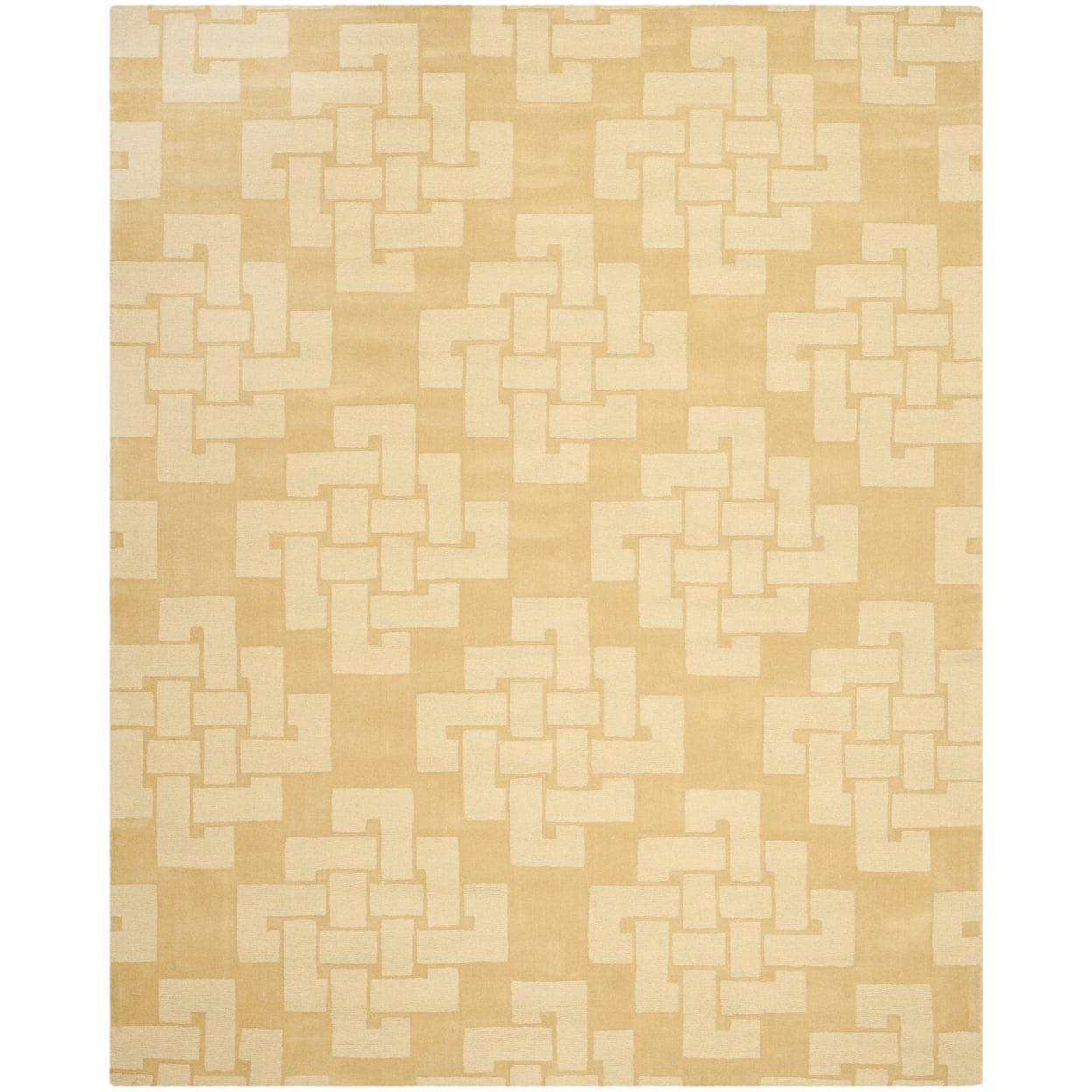 Geometric Hand-Tufted Wool Rattan Area Rug