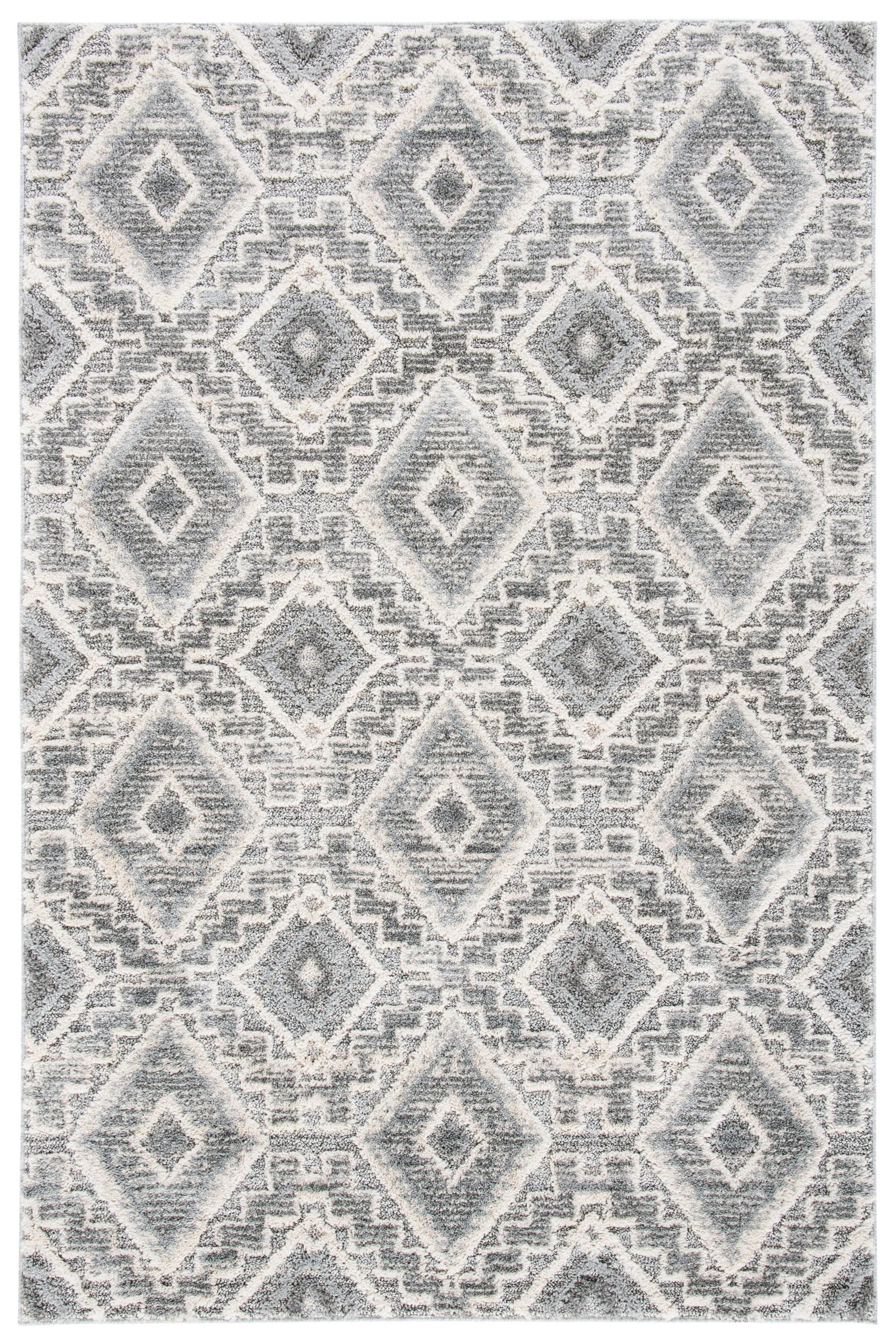 Gray Rectangular Handmade Tufted Shag Area Rug