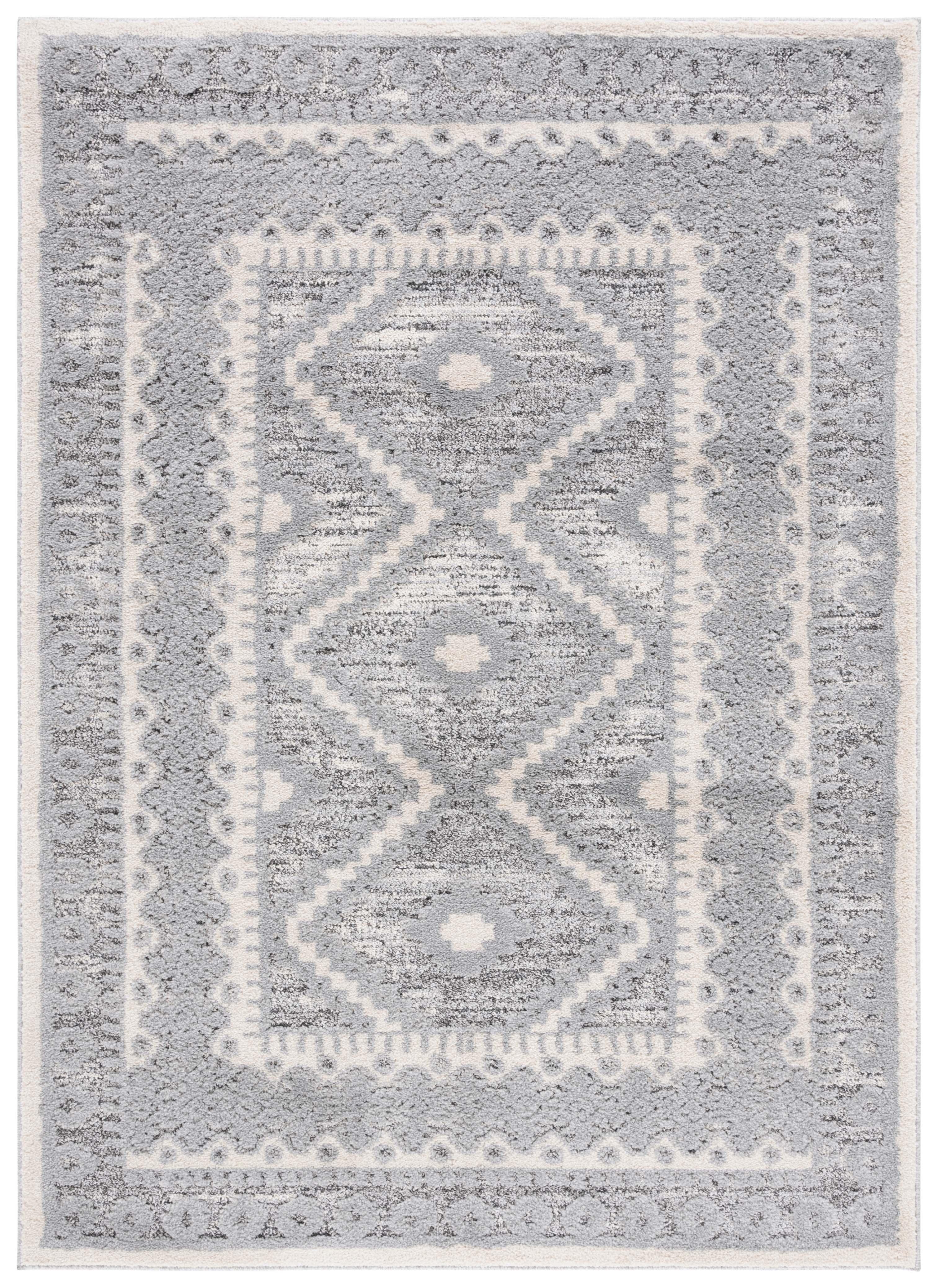 Gray Geometric Tufted Washable Shag Rug 5'1" x 7'6"