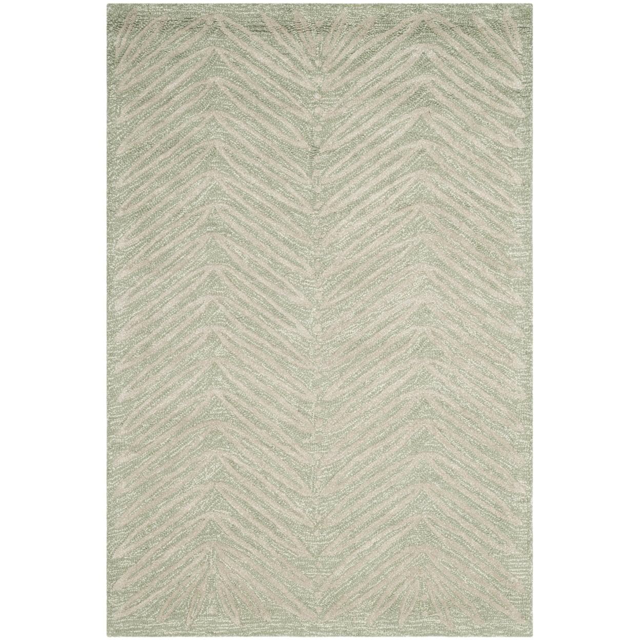 Milk Pail Green 4' x 6' Handmade Tufted Floral Wool Viscose Rug