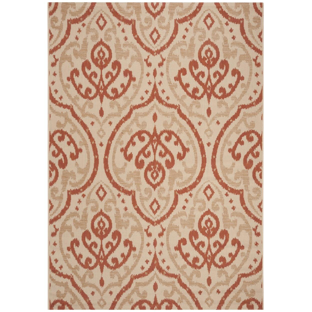 Beige and Terracotta Tufted Wool Runner Rug