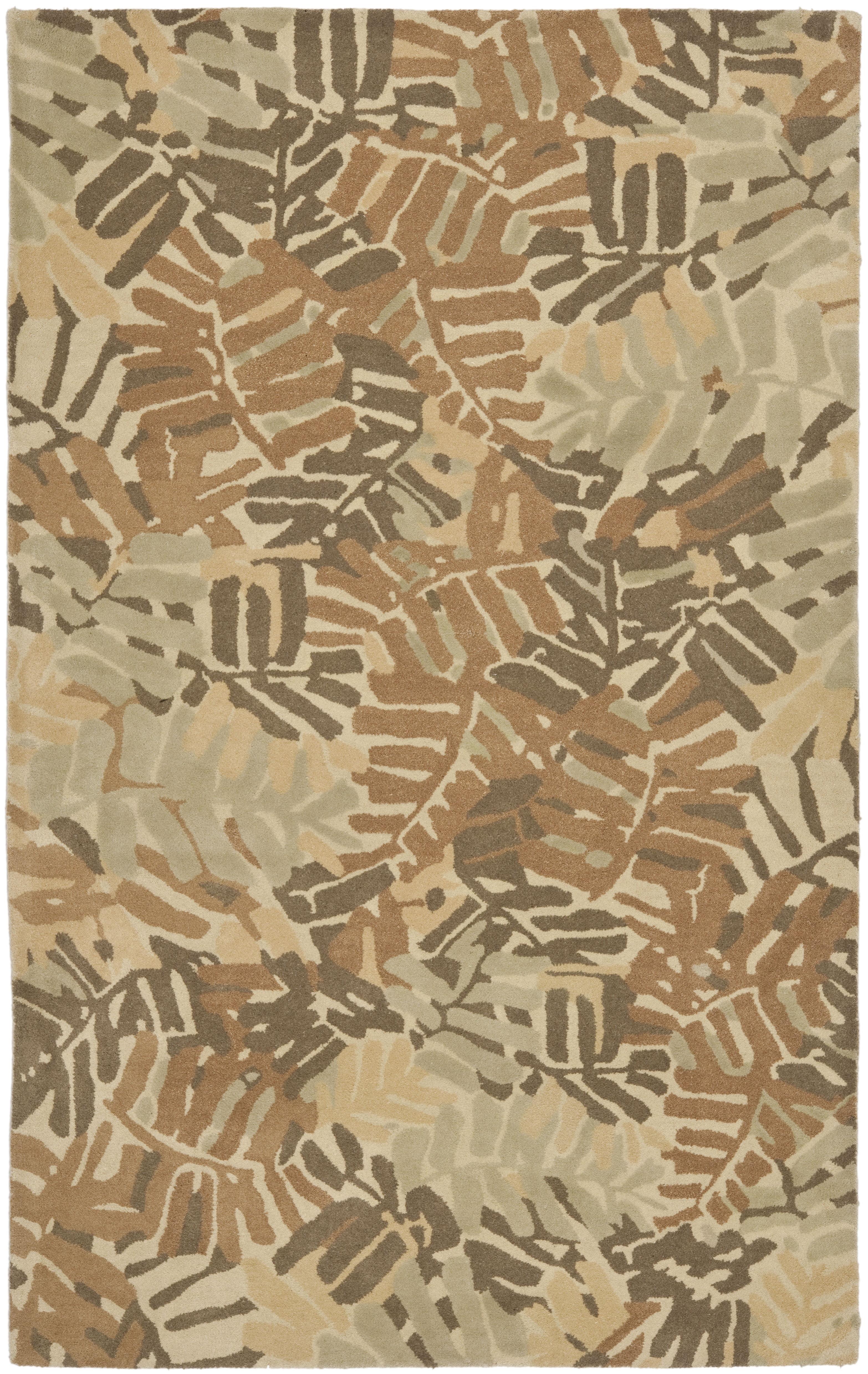 Palm Leaf Wool Floral Indoor Rug