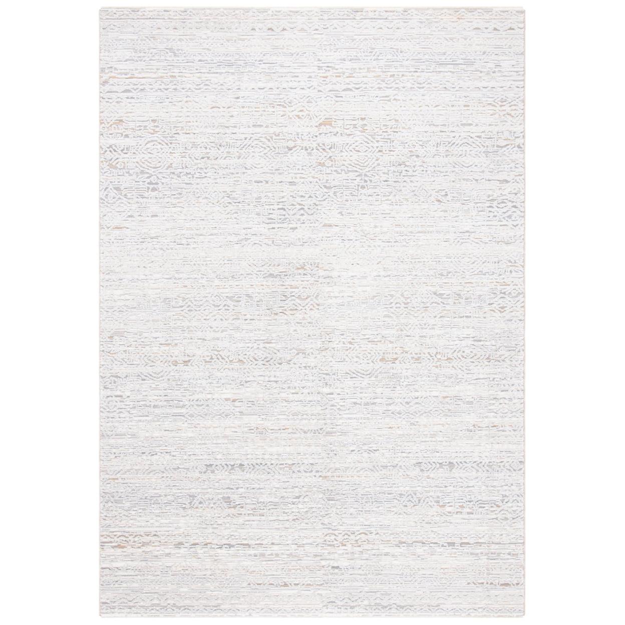 Ivory Beige Hand-Knotted Wool Viscose Area Rug 4'x6'