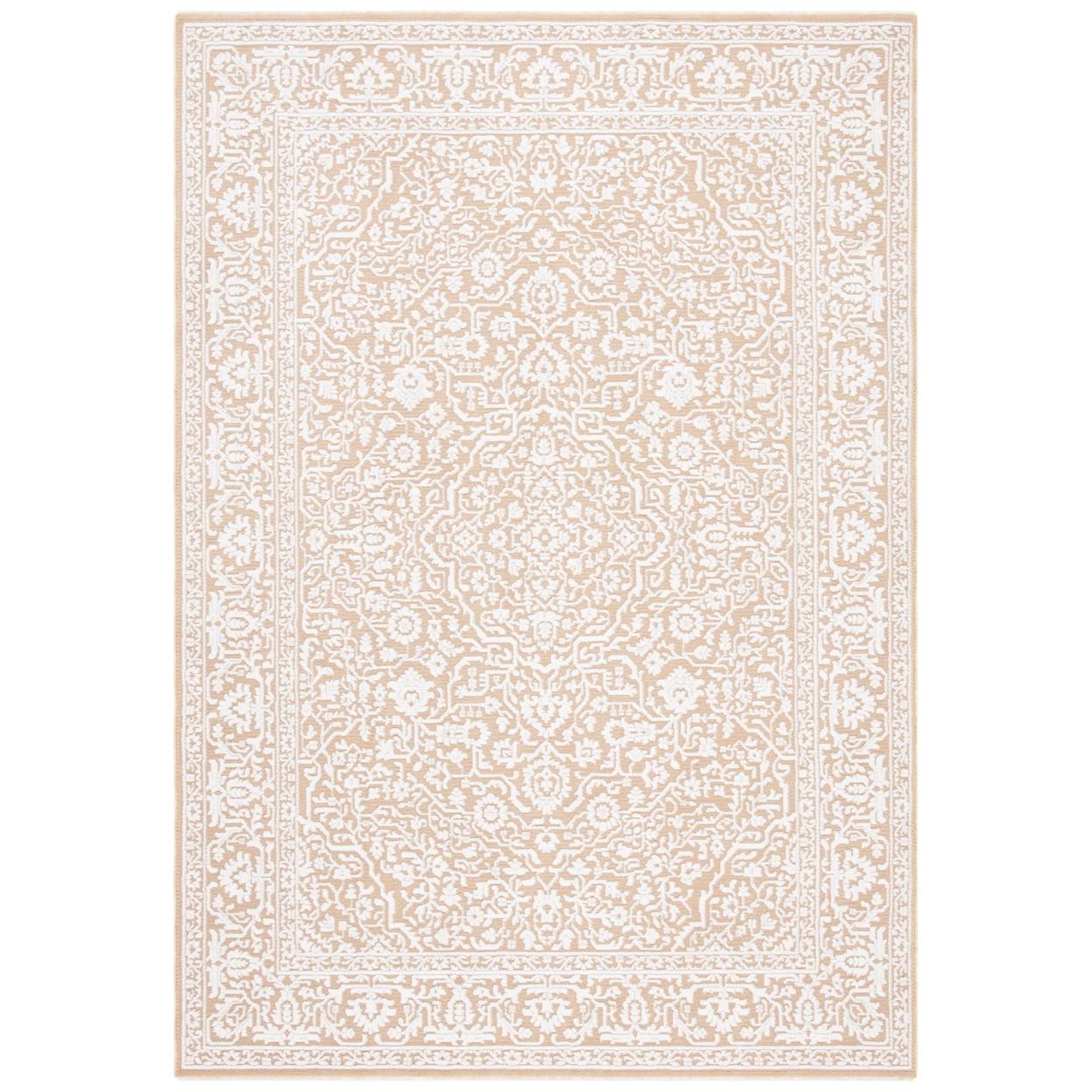 Handmade Ivory Rectangular Wool and Synthetic 4' x 6' Area Rug